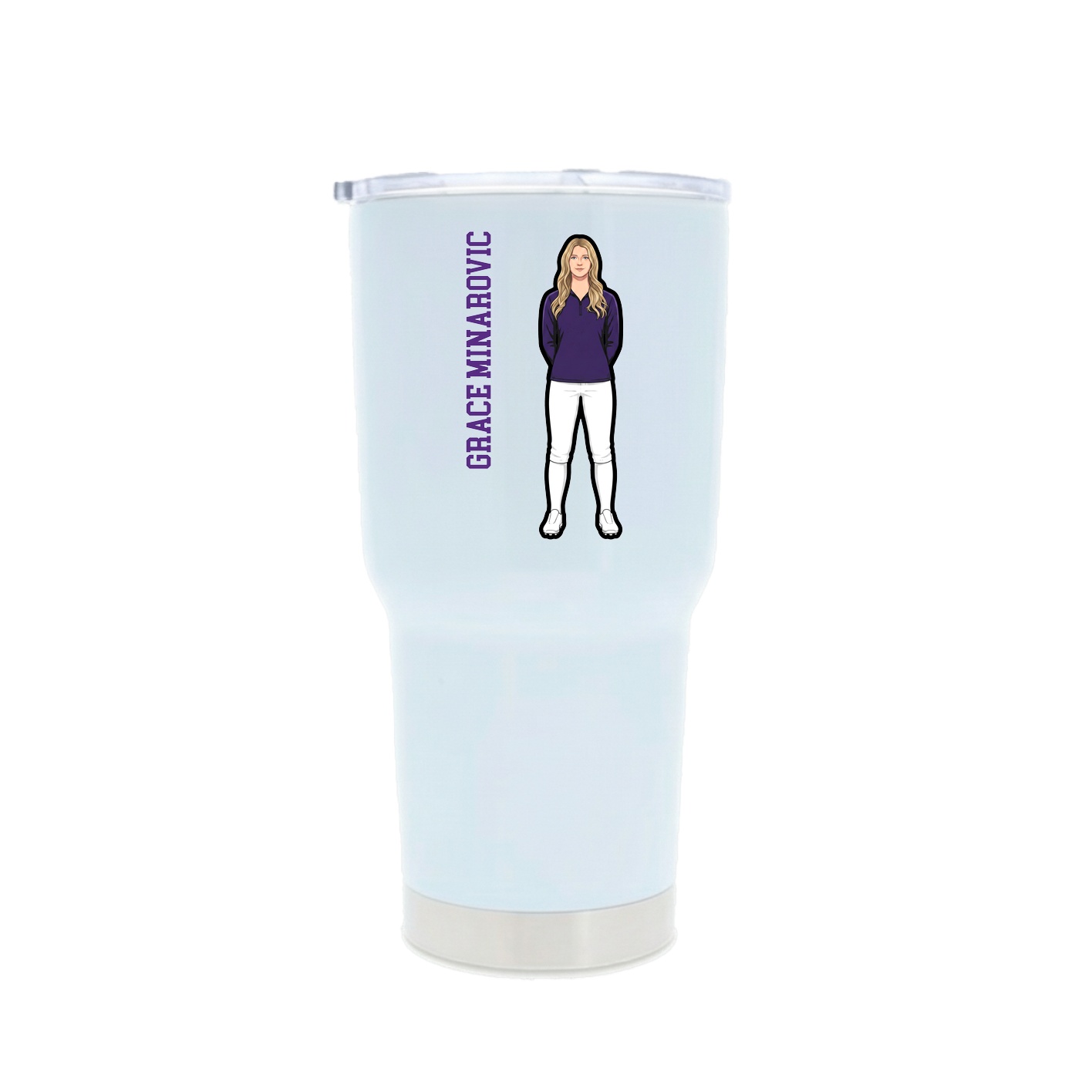 30oz Stainless Steel Tumbler — Name Vertical in White