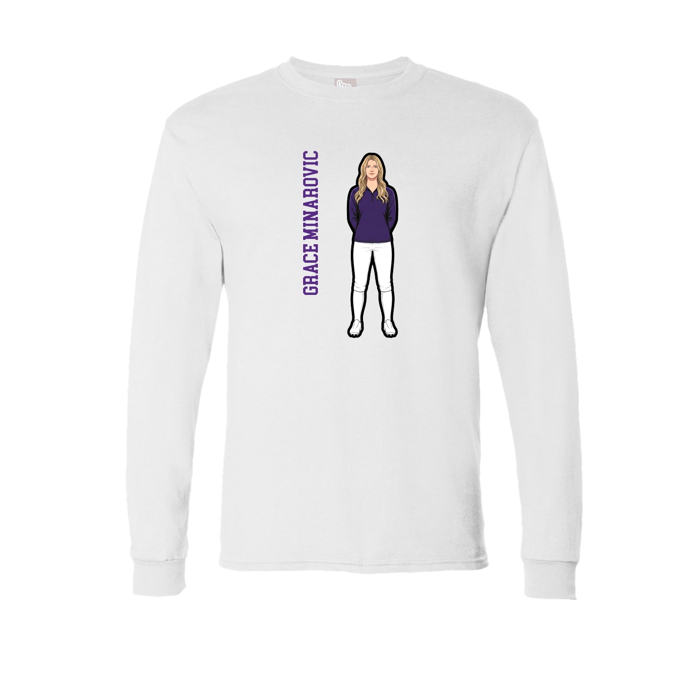 Long Sleeve Tee — Name Vertical in White