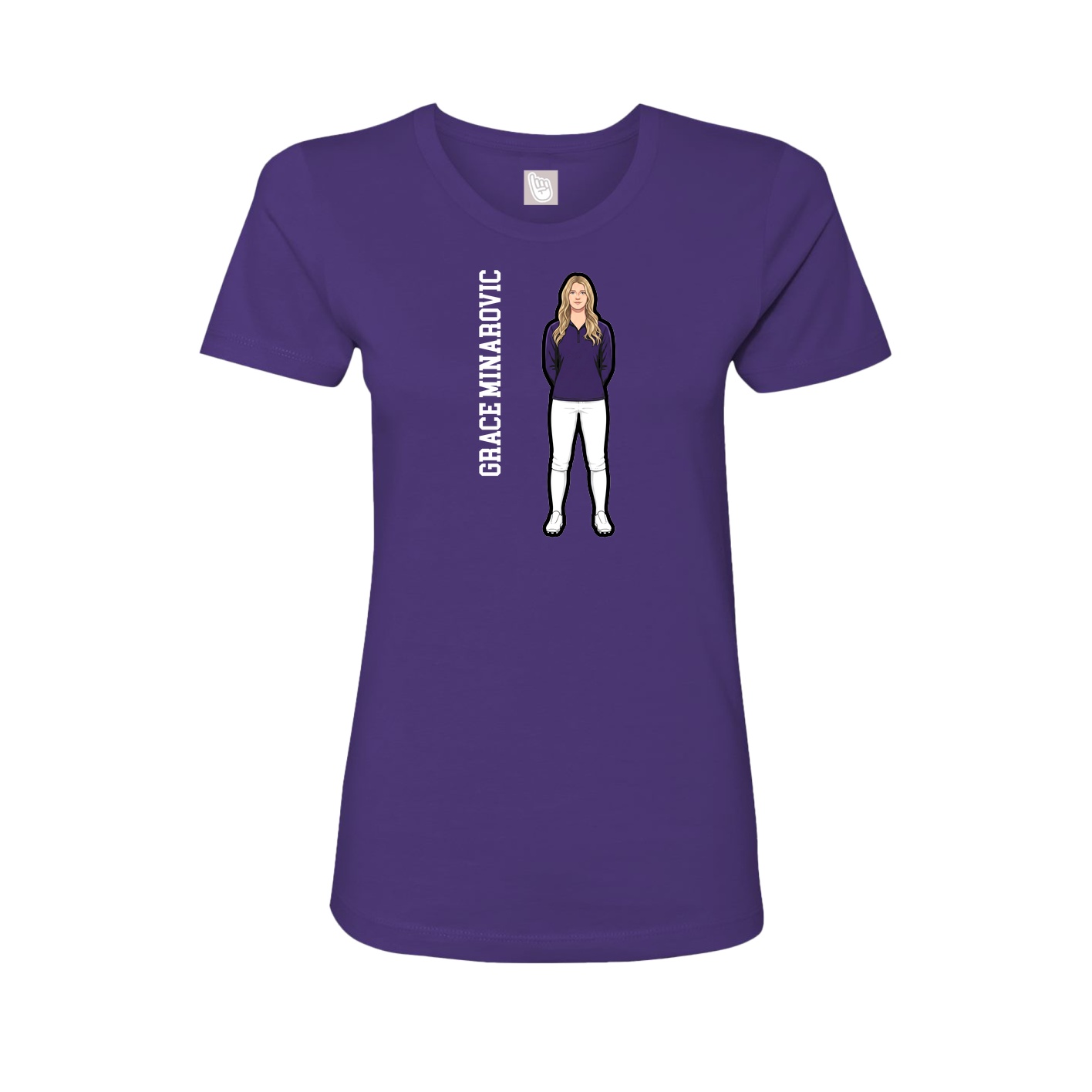 Fitted Women's Tee — Name Vertical in Purple