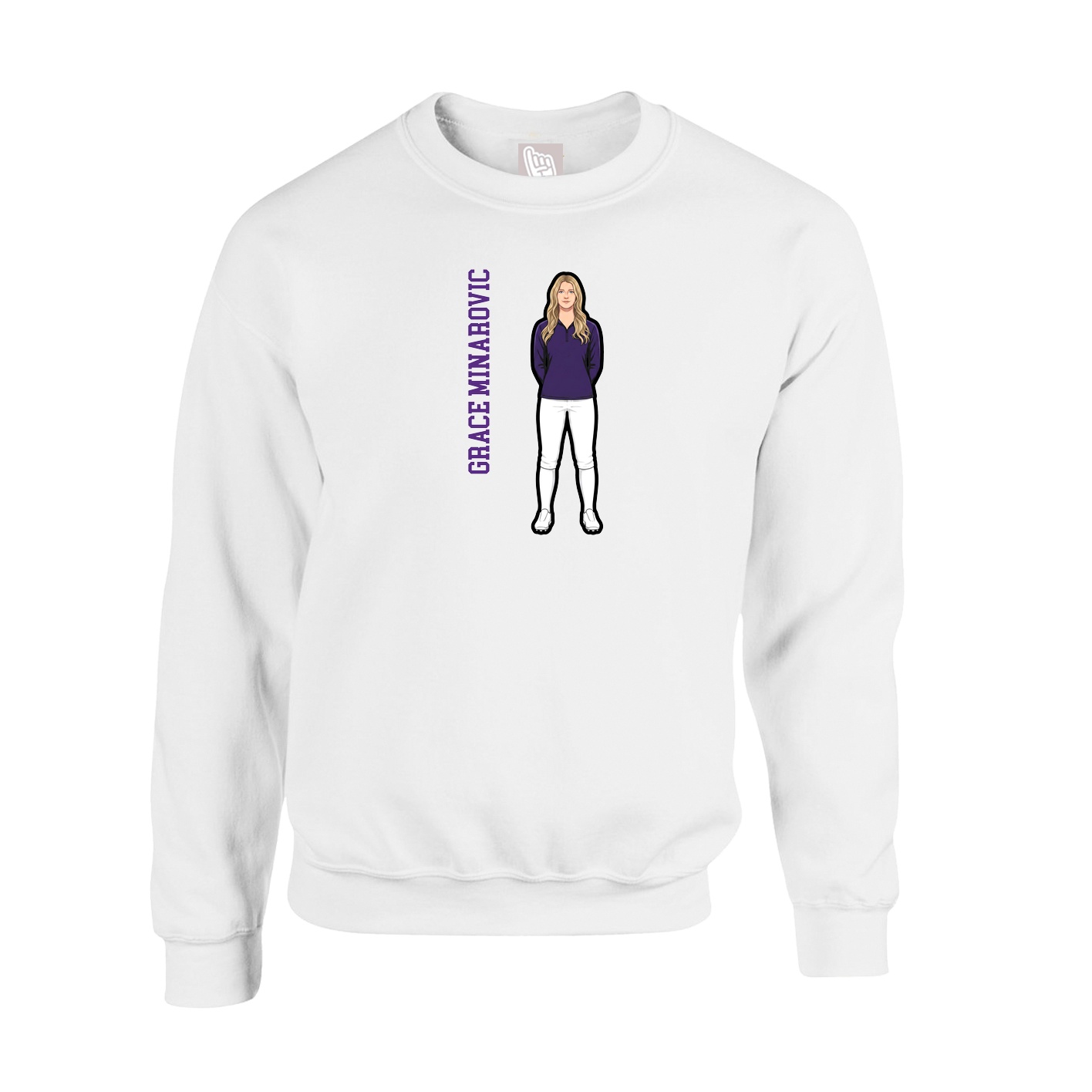 Fleece Crew — Name Vertical in White