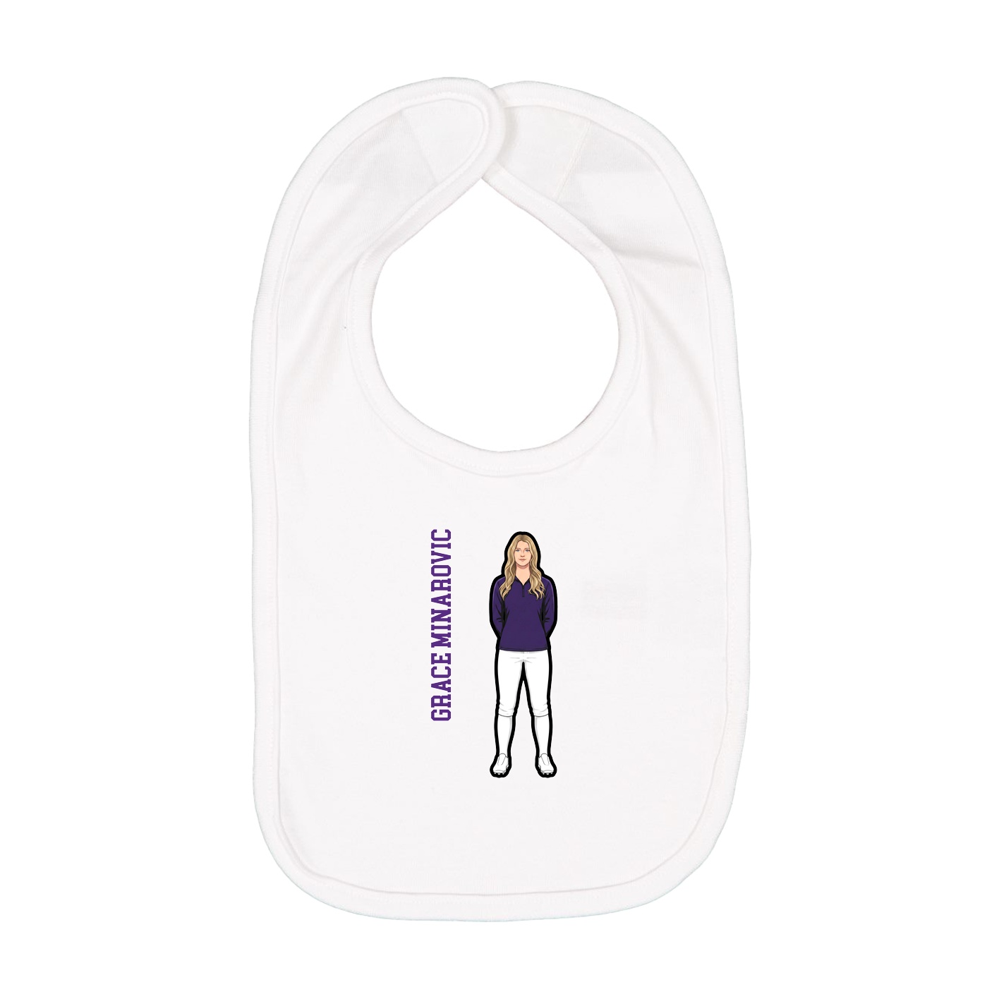 Infant Bib — Name Vertical in White