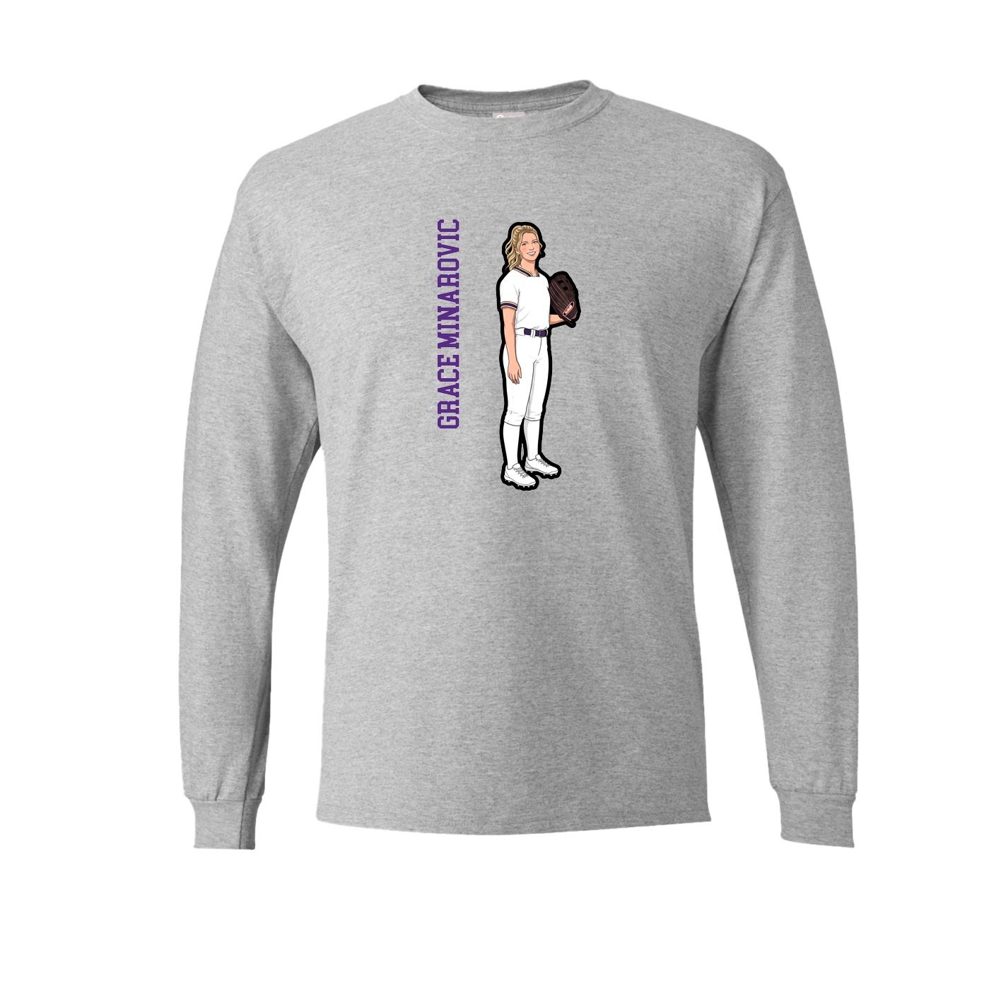 Long Sleeve Tee — Name Vertical in Grey