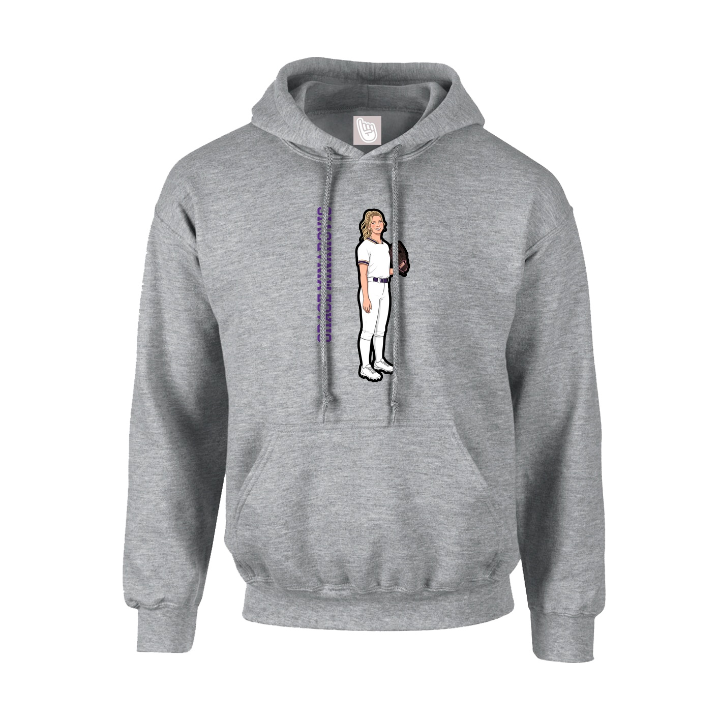 Hoodie — Name Vertical in Grey