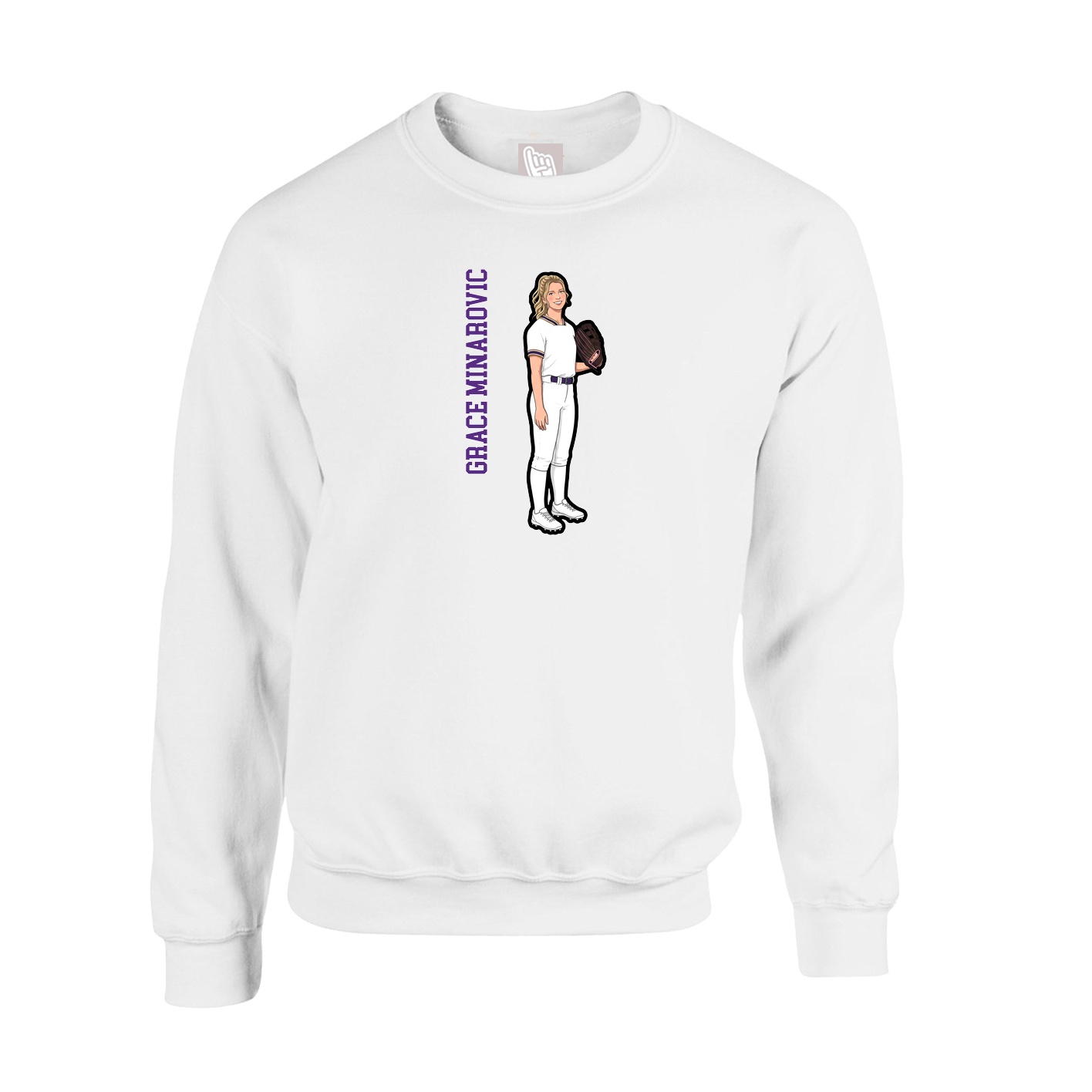 Fleece Crew — Name Vertical in White