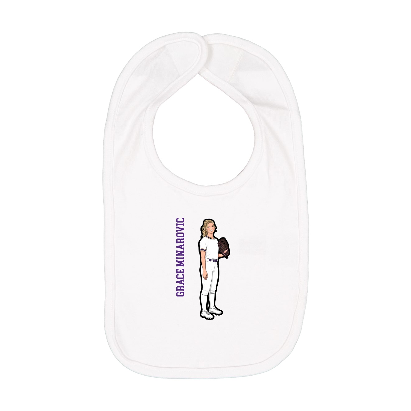 Infant Bib — Name Vertical in White