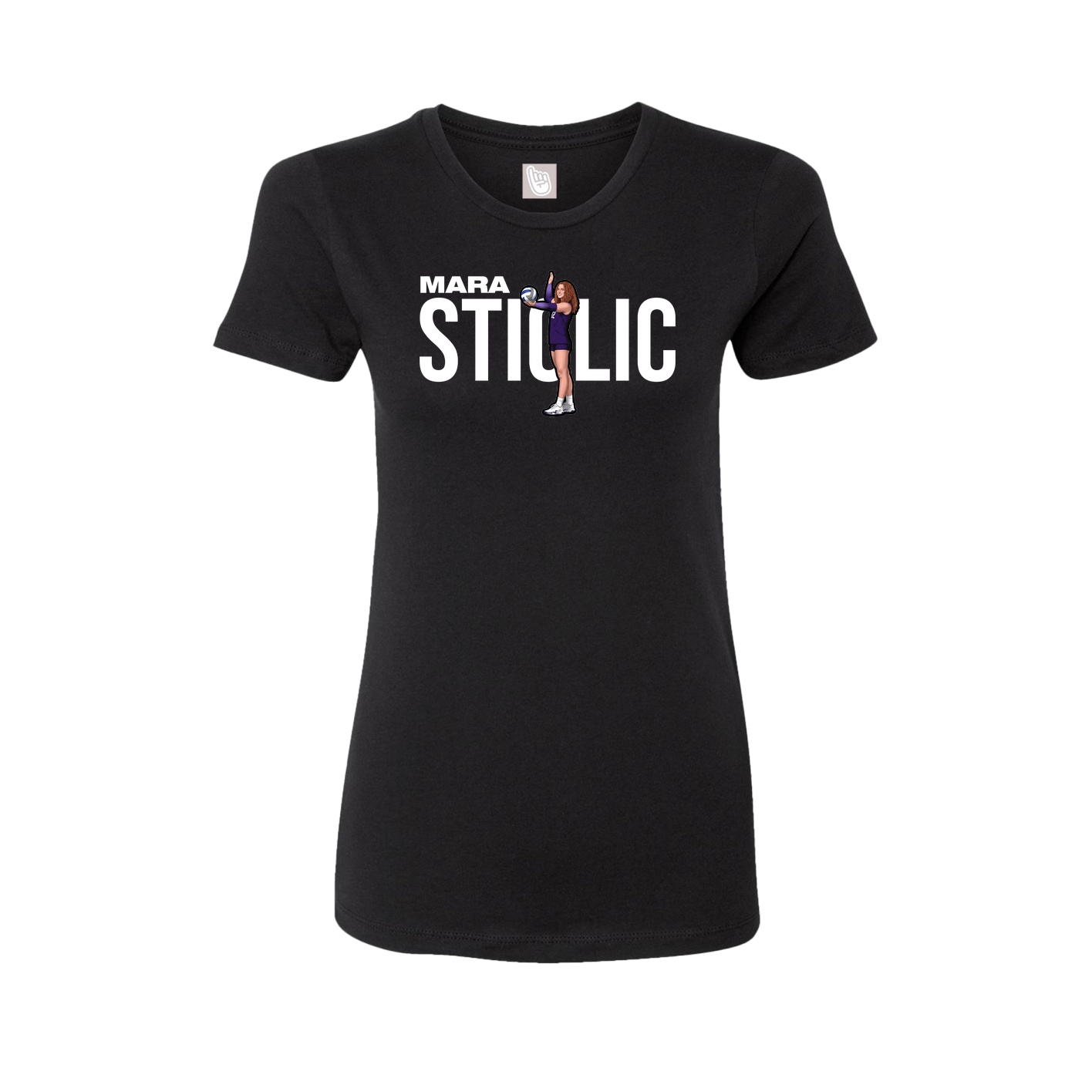Fitted Women's Tee — Player Name in Black