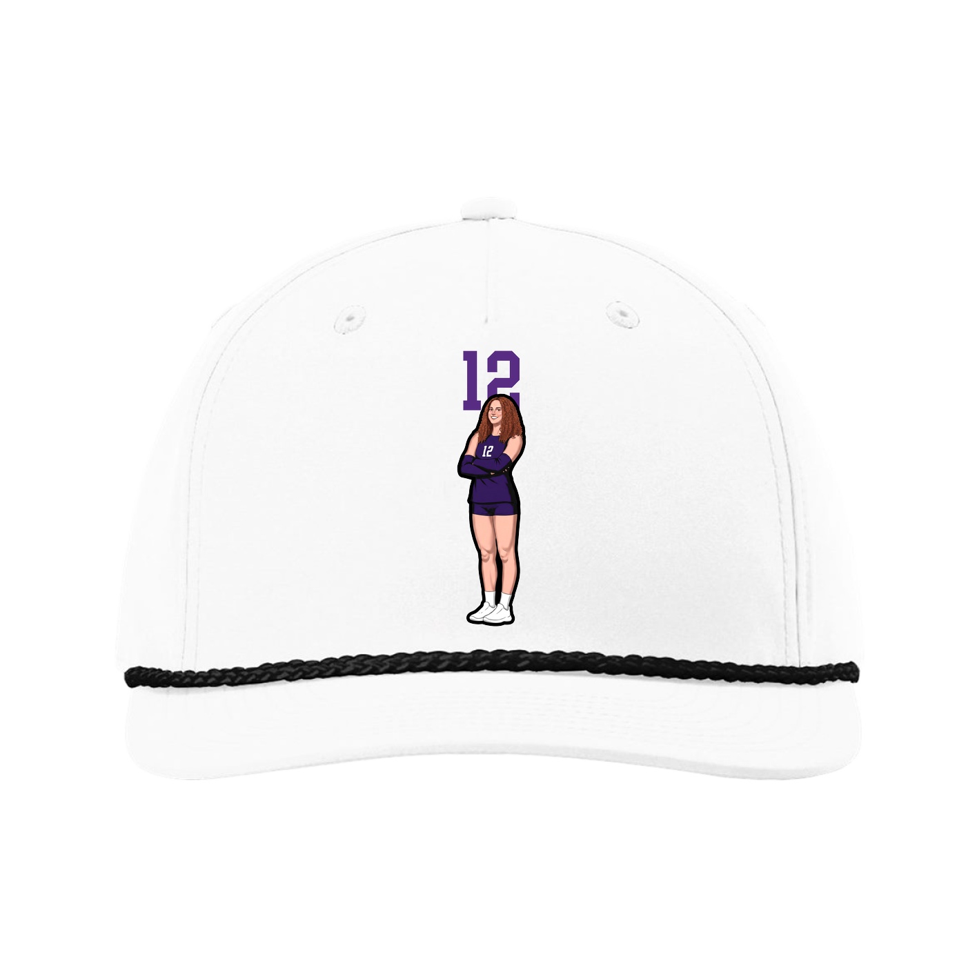 Five-Panel Classic Rope Cap — Number Top in White
