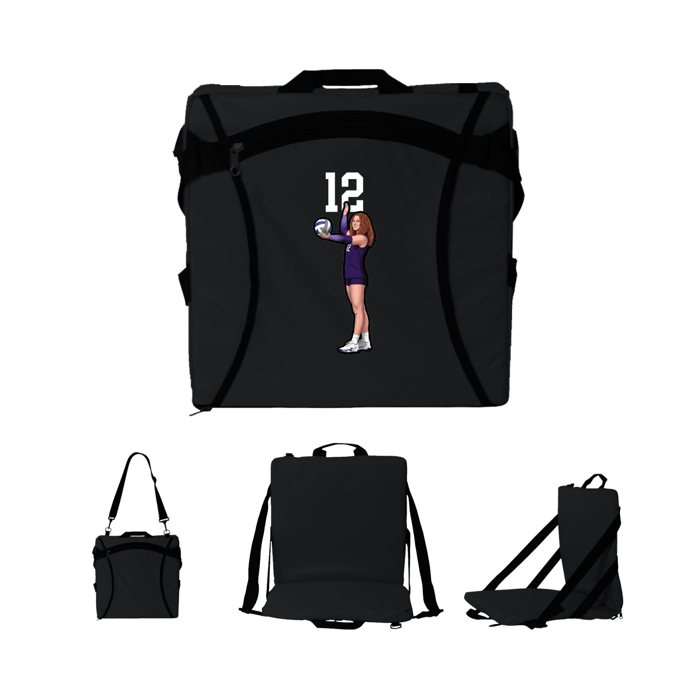 Folding Stadium Seat — Number Top in Black