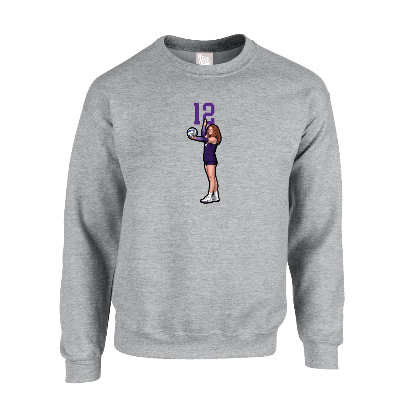 Fleece Crew — Number Top in Grey