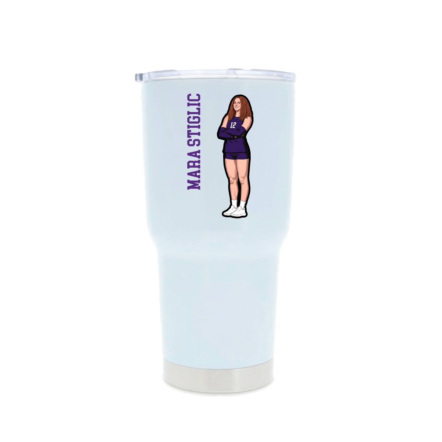30oz Stainless Steel Tumbler — Name Vertical in White