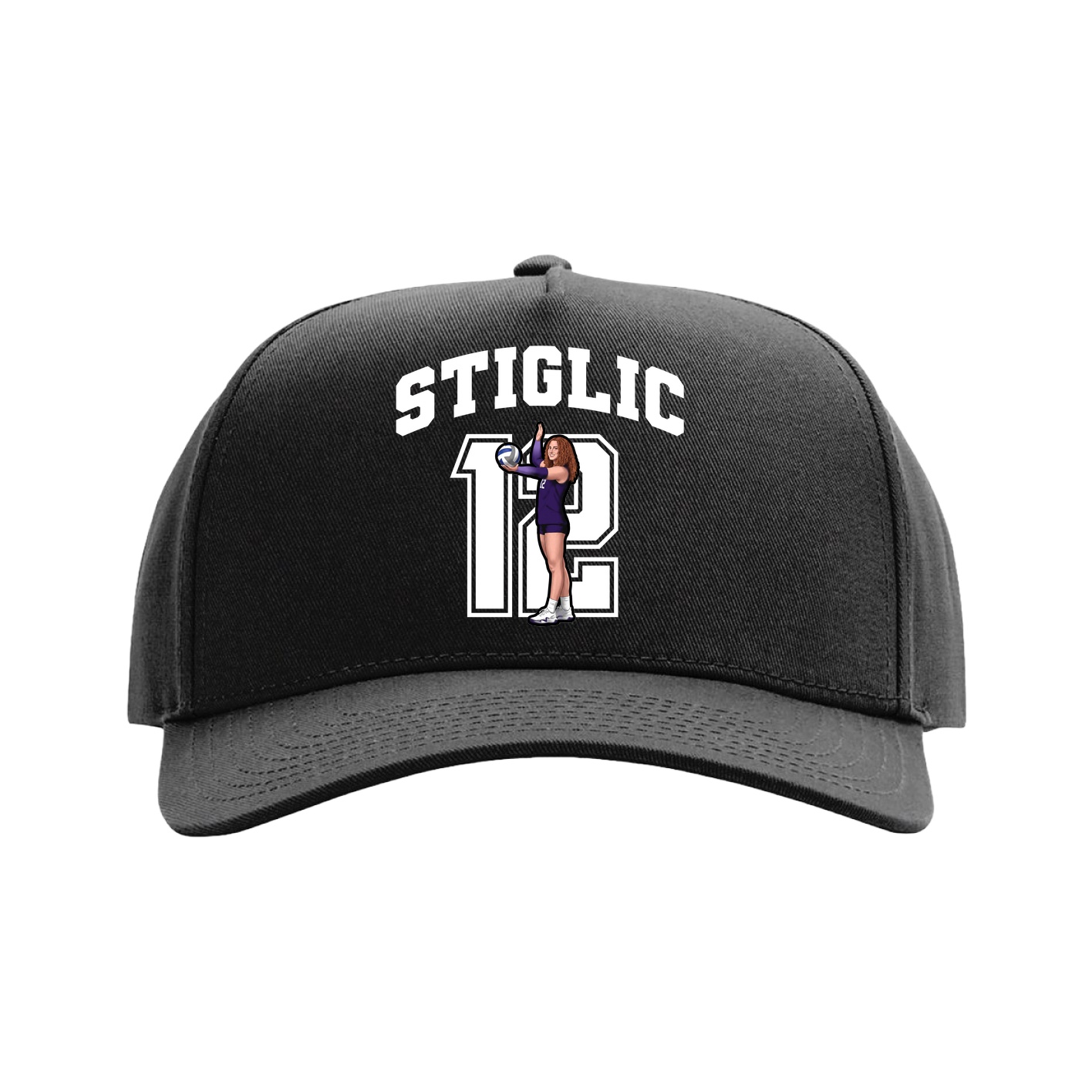 Full Fabric Five-Panel Champ Cap — Number in Black