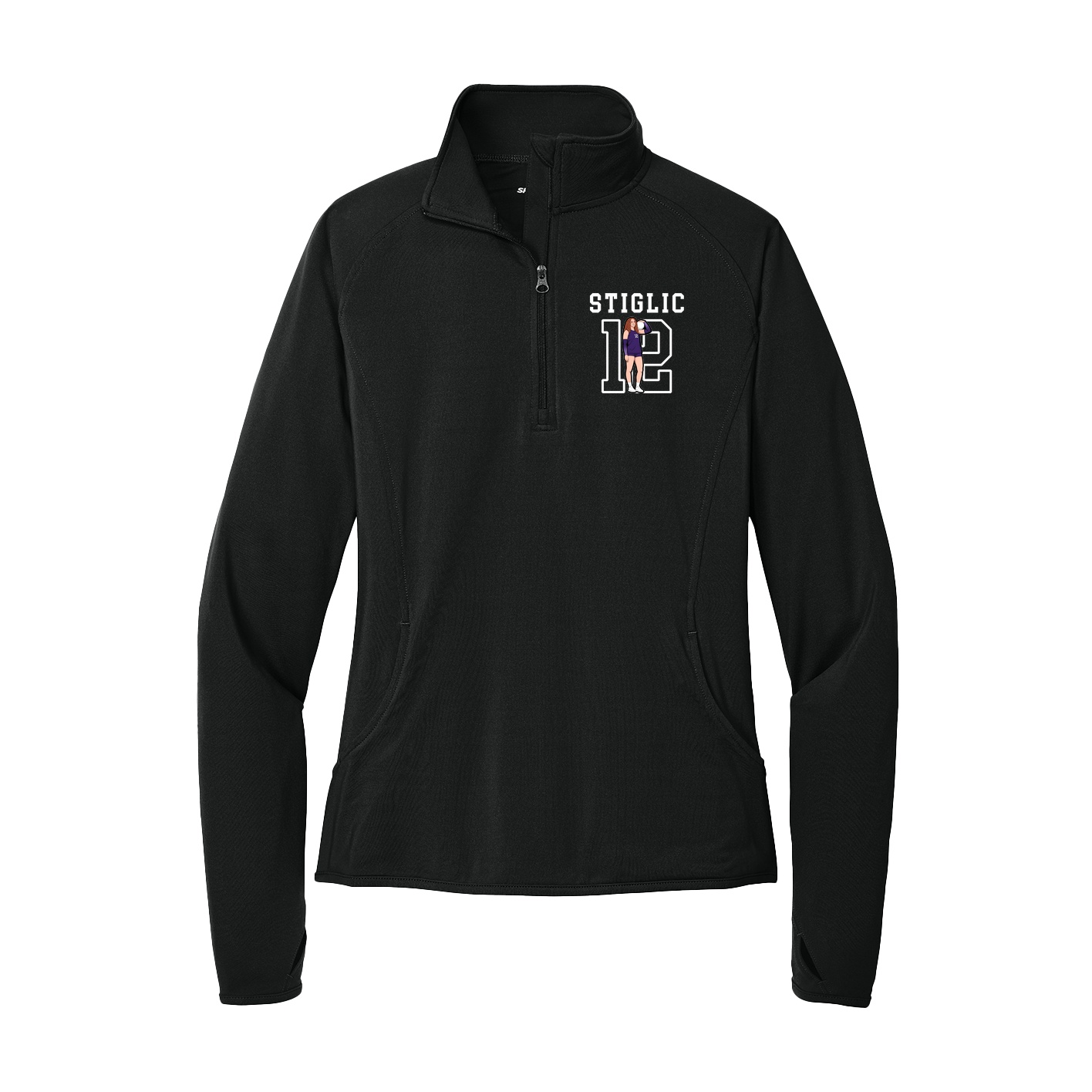 Women's Q-Zip Pullover — Shirsey in Black