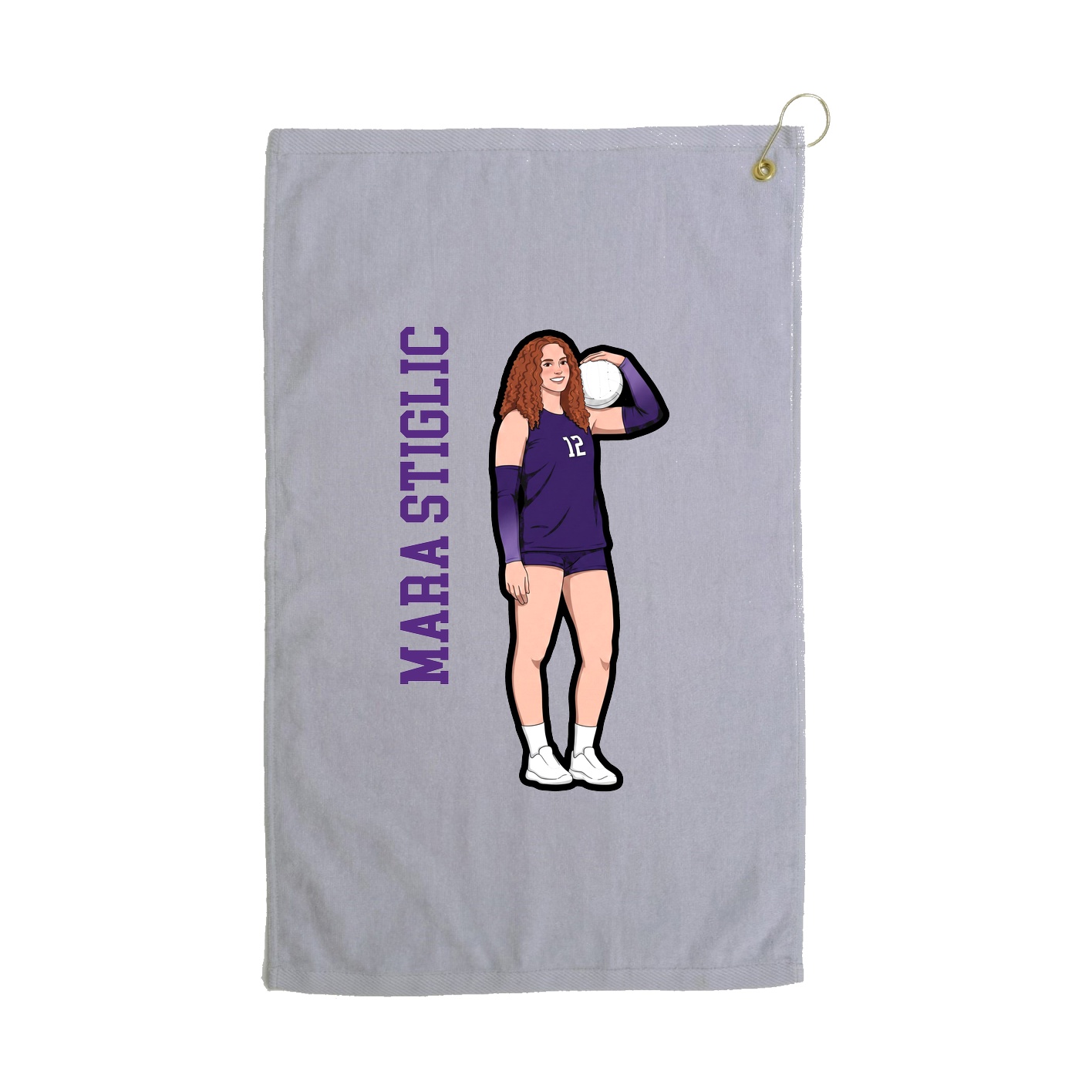 Golf Towel — Name Vertical in Grey