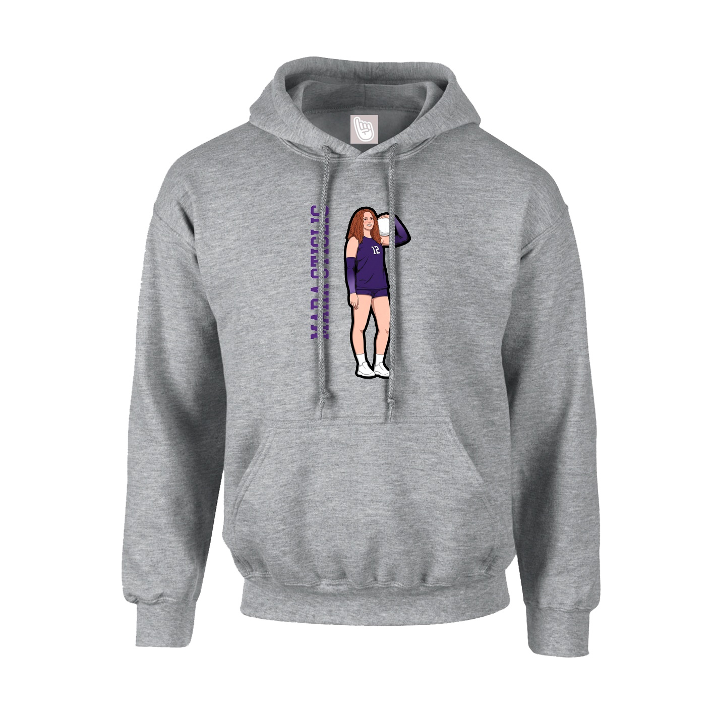 Youth Hoodie — Name Vertical in Grey