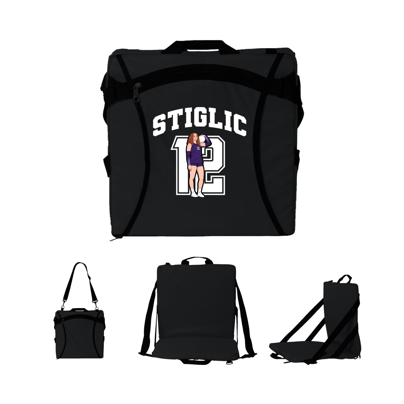 Folding Stadium Seat — Number in Black