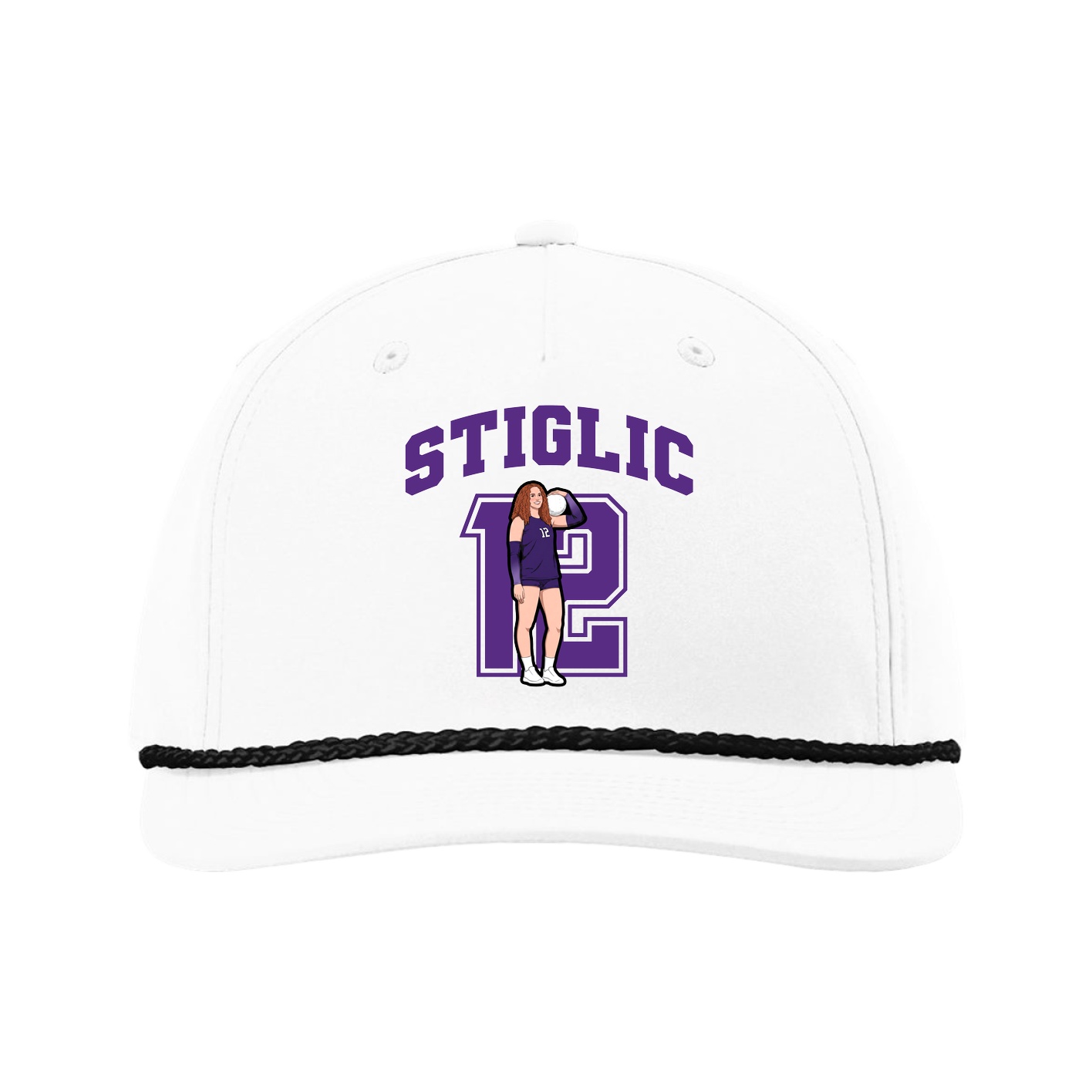 Five-Panel Classic Rope Cap — Number in White