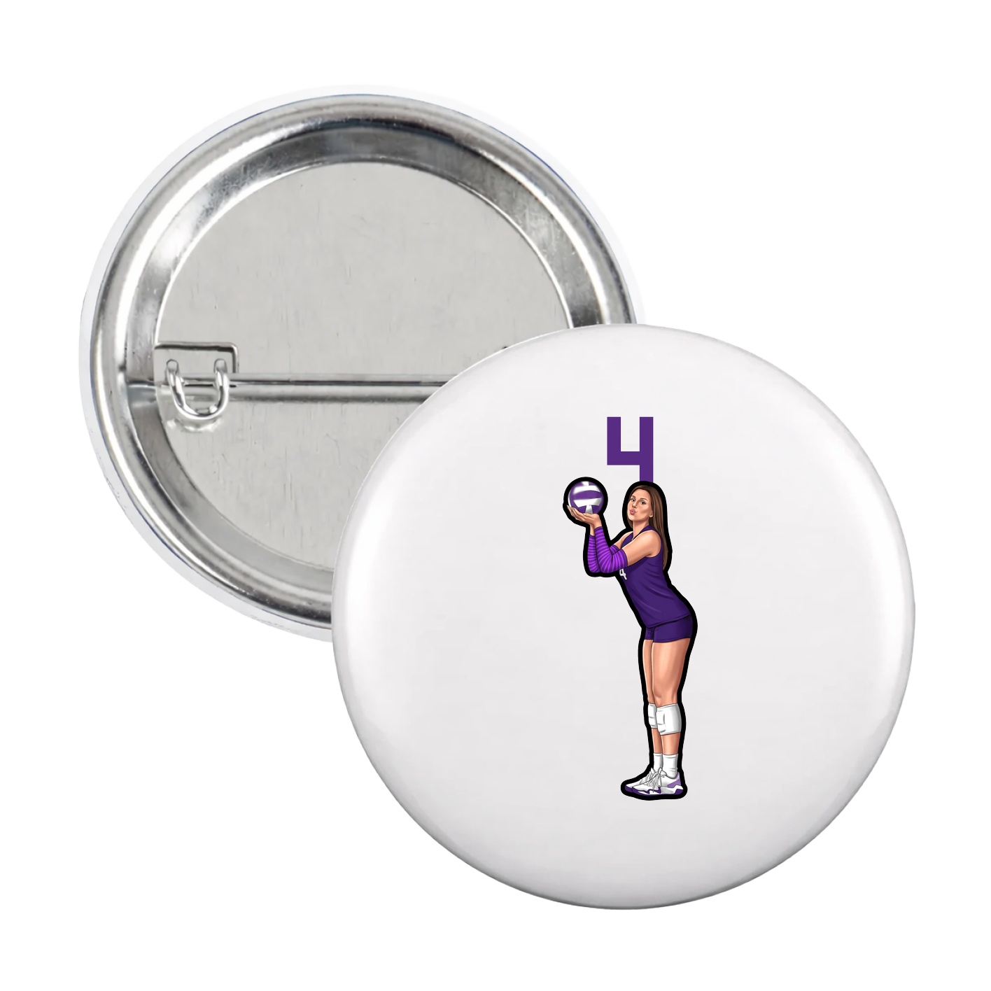 Game Day Button — Number Top in White
