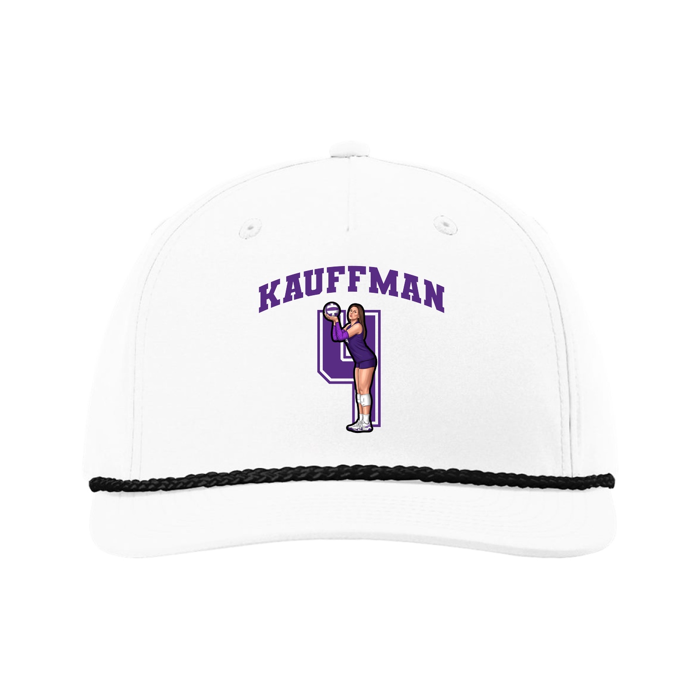 Five-Panel Classic Rope Cap — Number in White