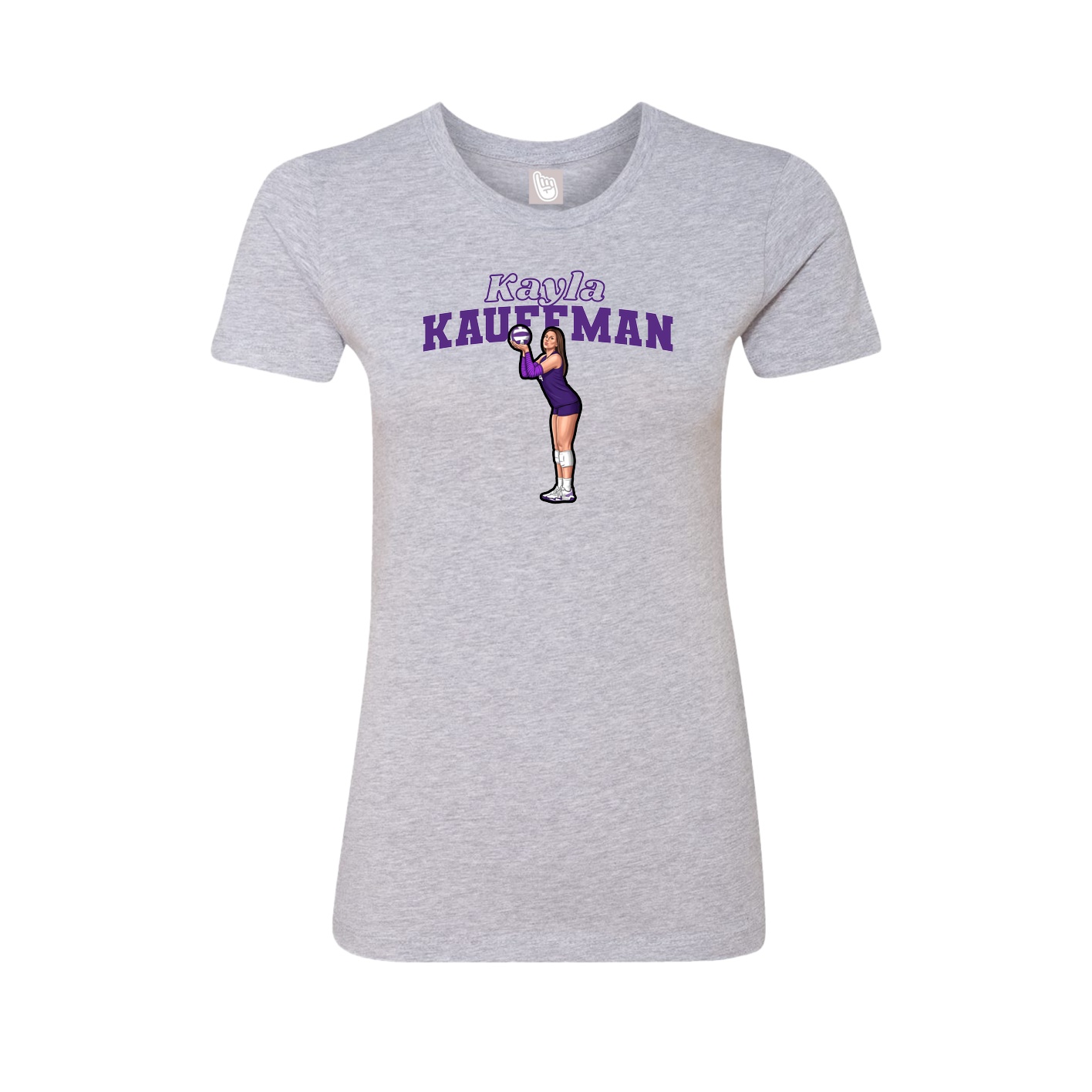 Fitted Women's Tee — Name Arch in Grey