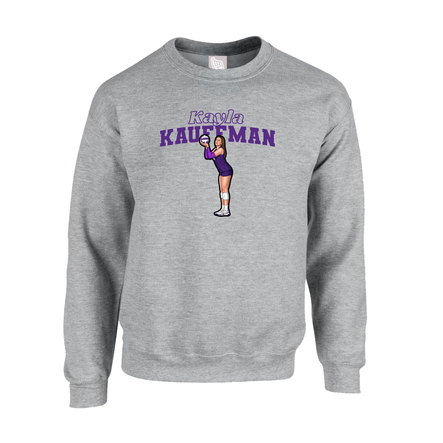 Fleece Crew — Name Arch in Grey