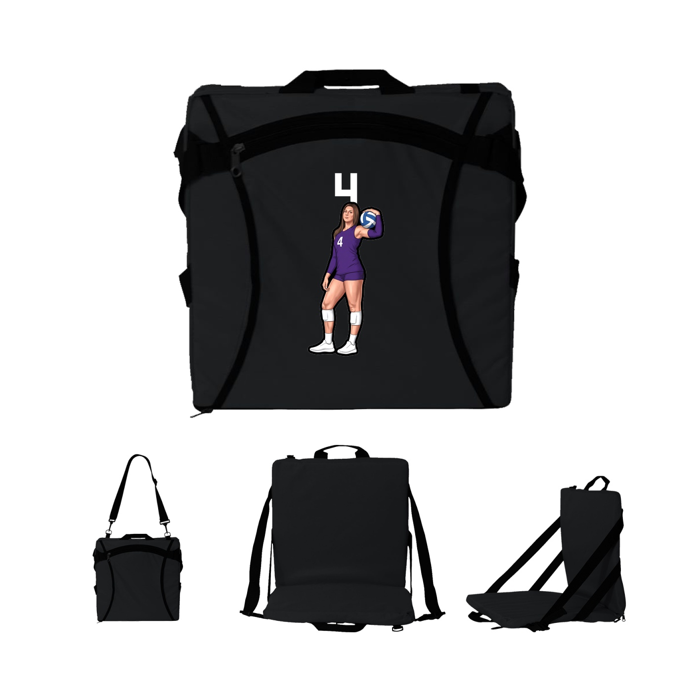 Folding Stadium Seat — Number Top in Black
