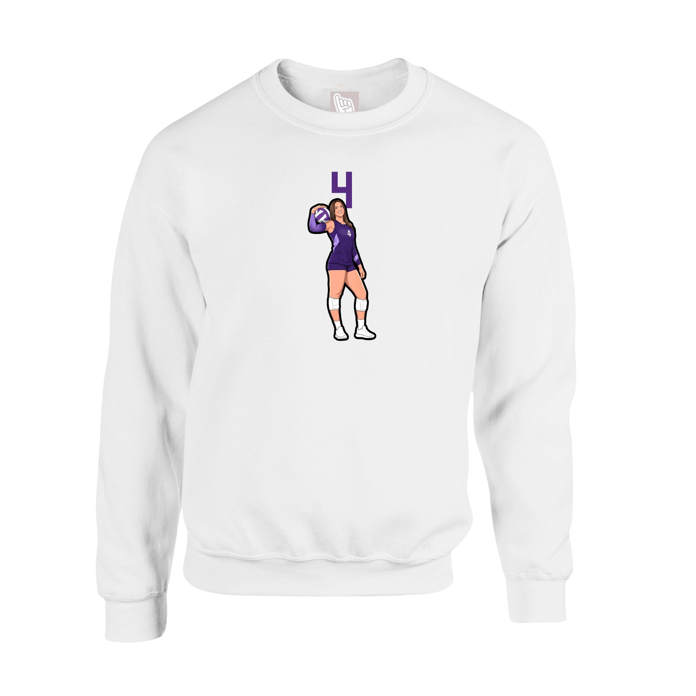 Fleece Crew — Number Top in White