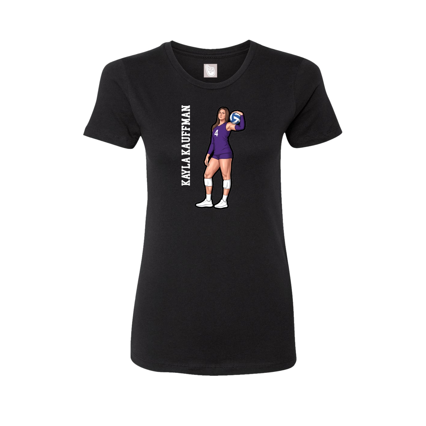 Fitted Women's Tee — Name Vertical in Black