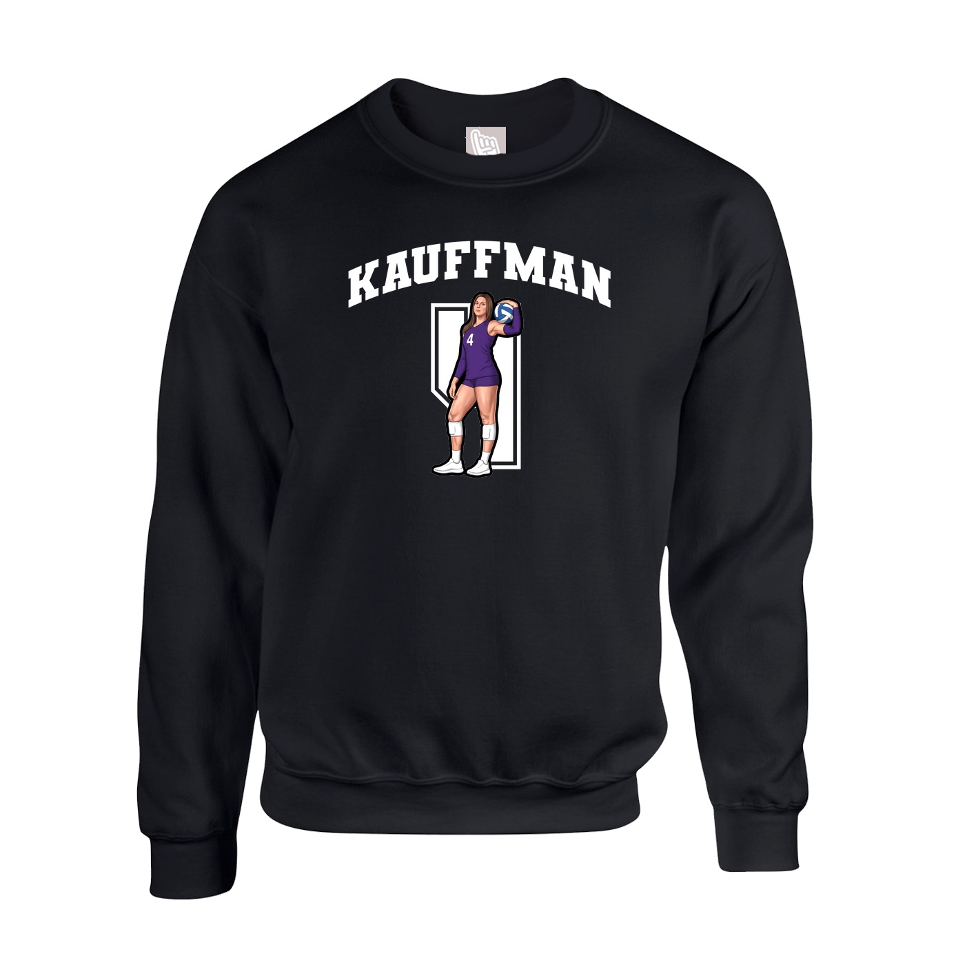 Fleece Crew — Number in Black