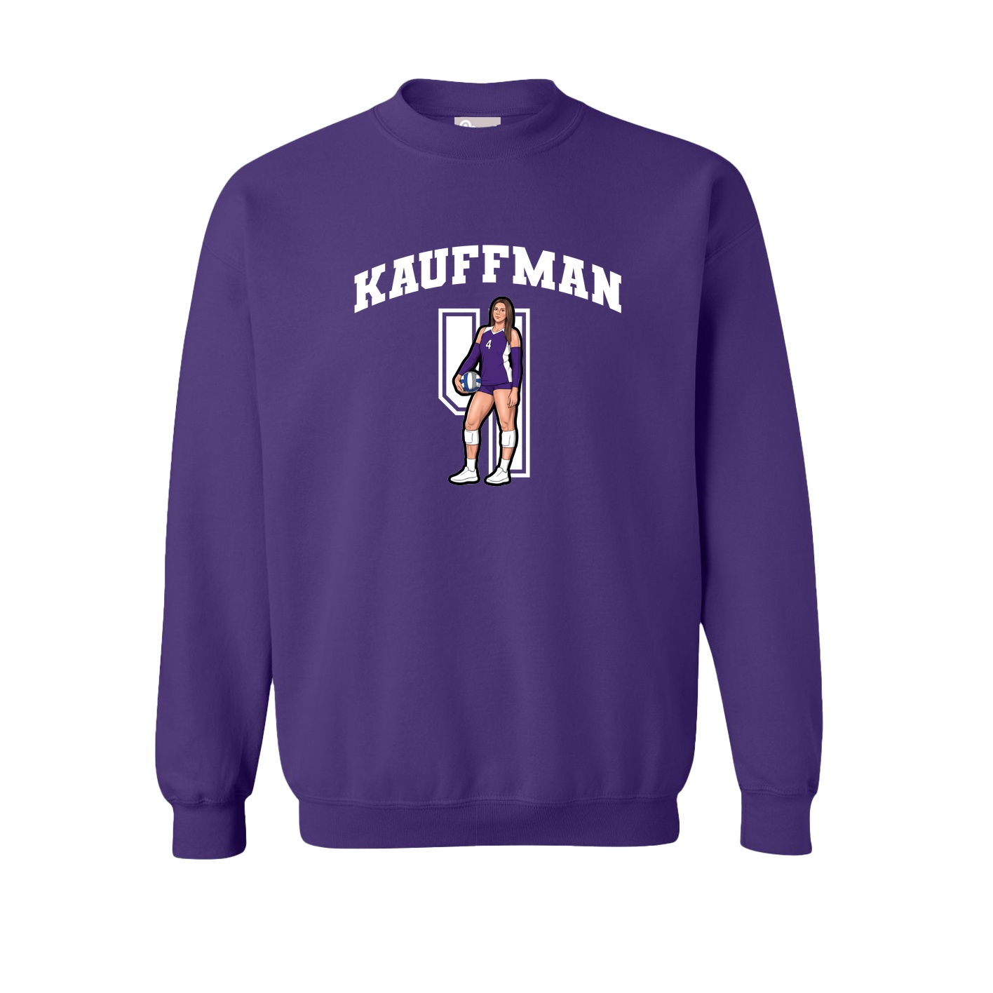 Fleece Crew — Number in Purple