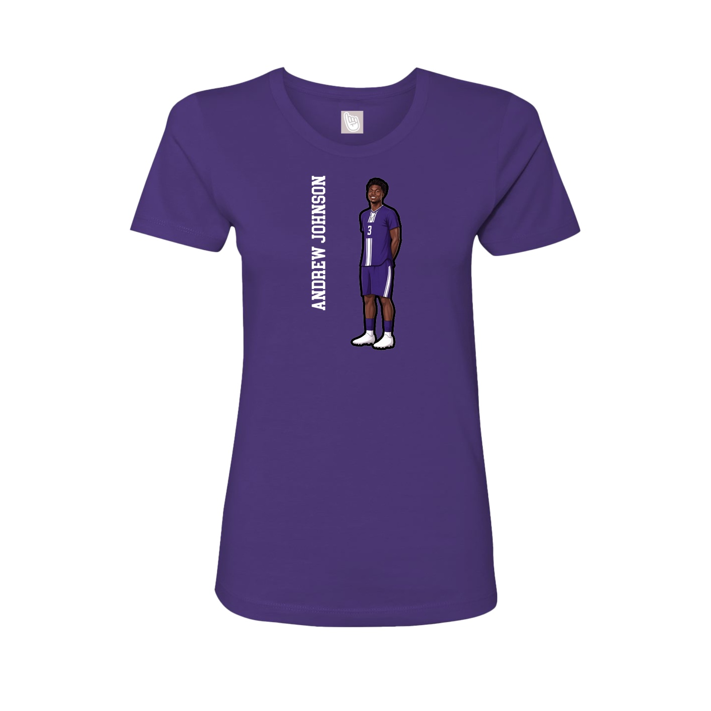 Fitted Women's Tee — Name Vertical in Purple