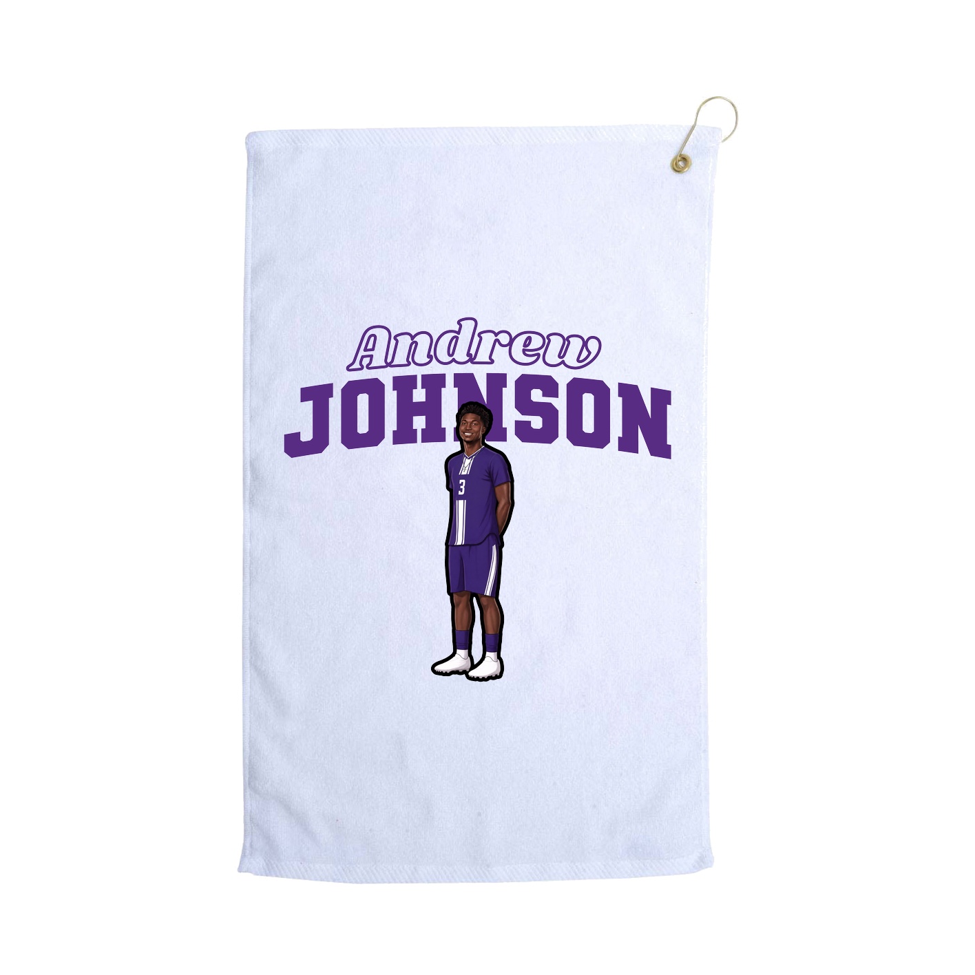 Golf Towel — Name Arch in White