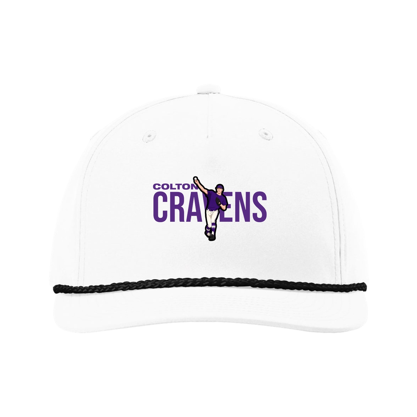 Five-Panel Classic Rope Cap — Player Name in White