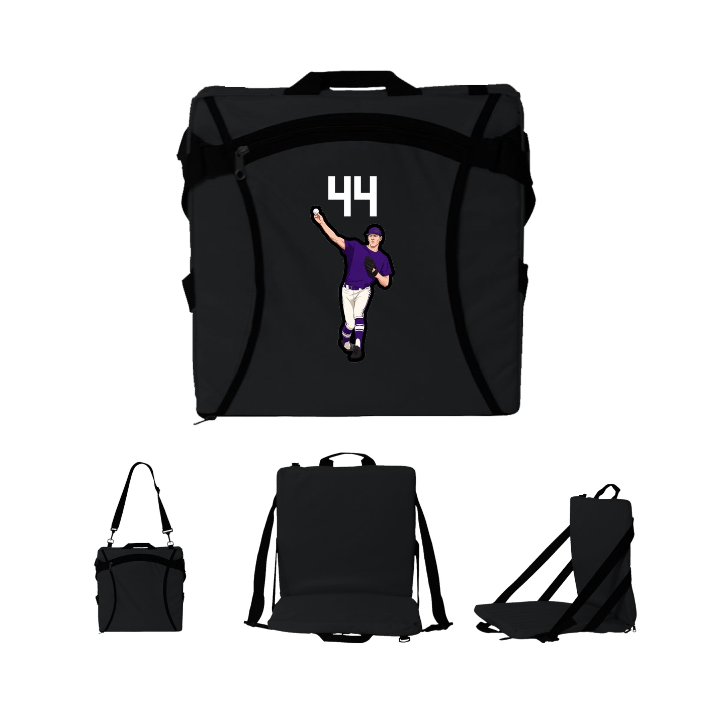 Folding Stadium Seat — Number Top in Black