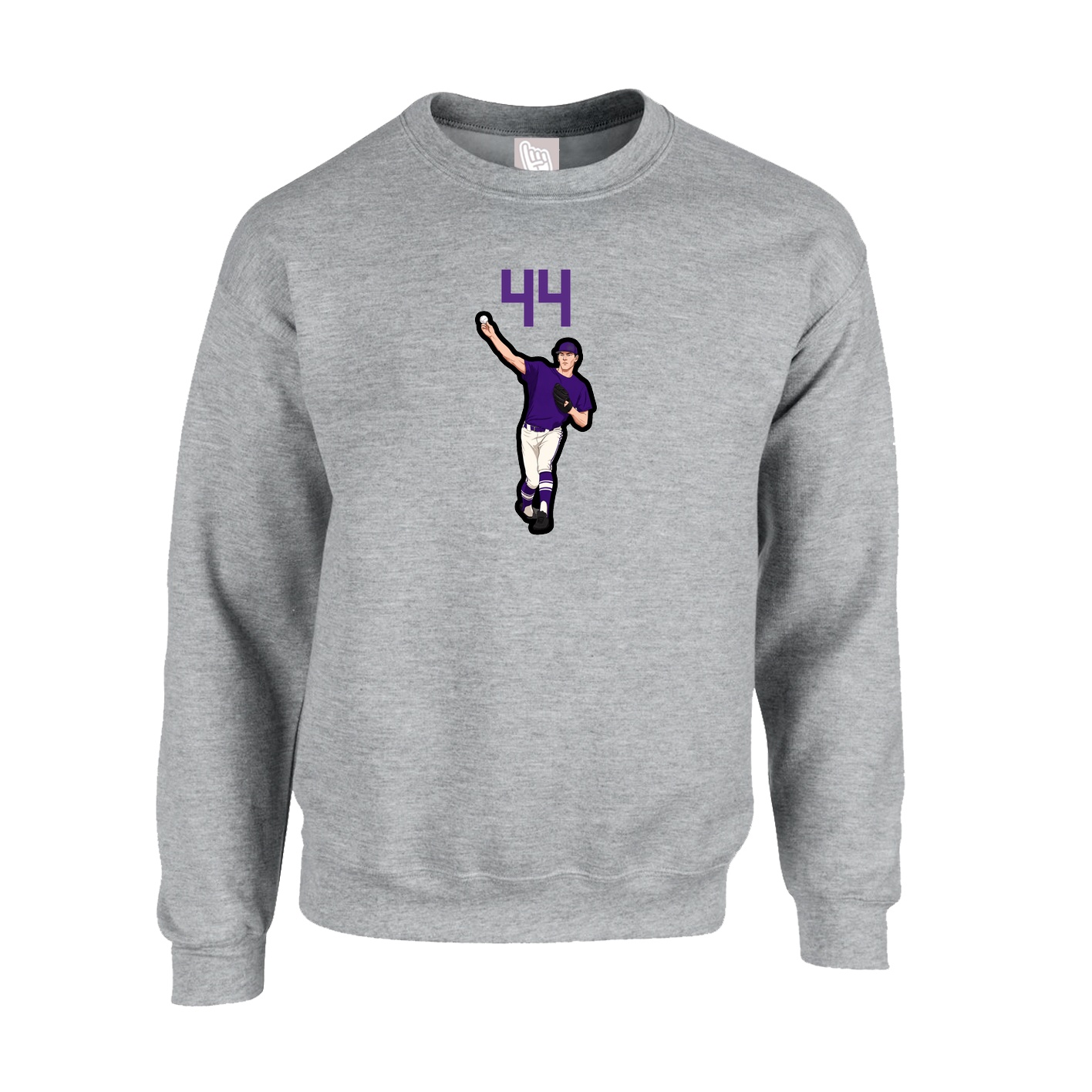 Fleece Crew — Number Top in Grey