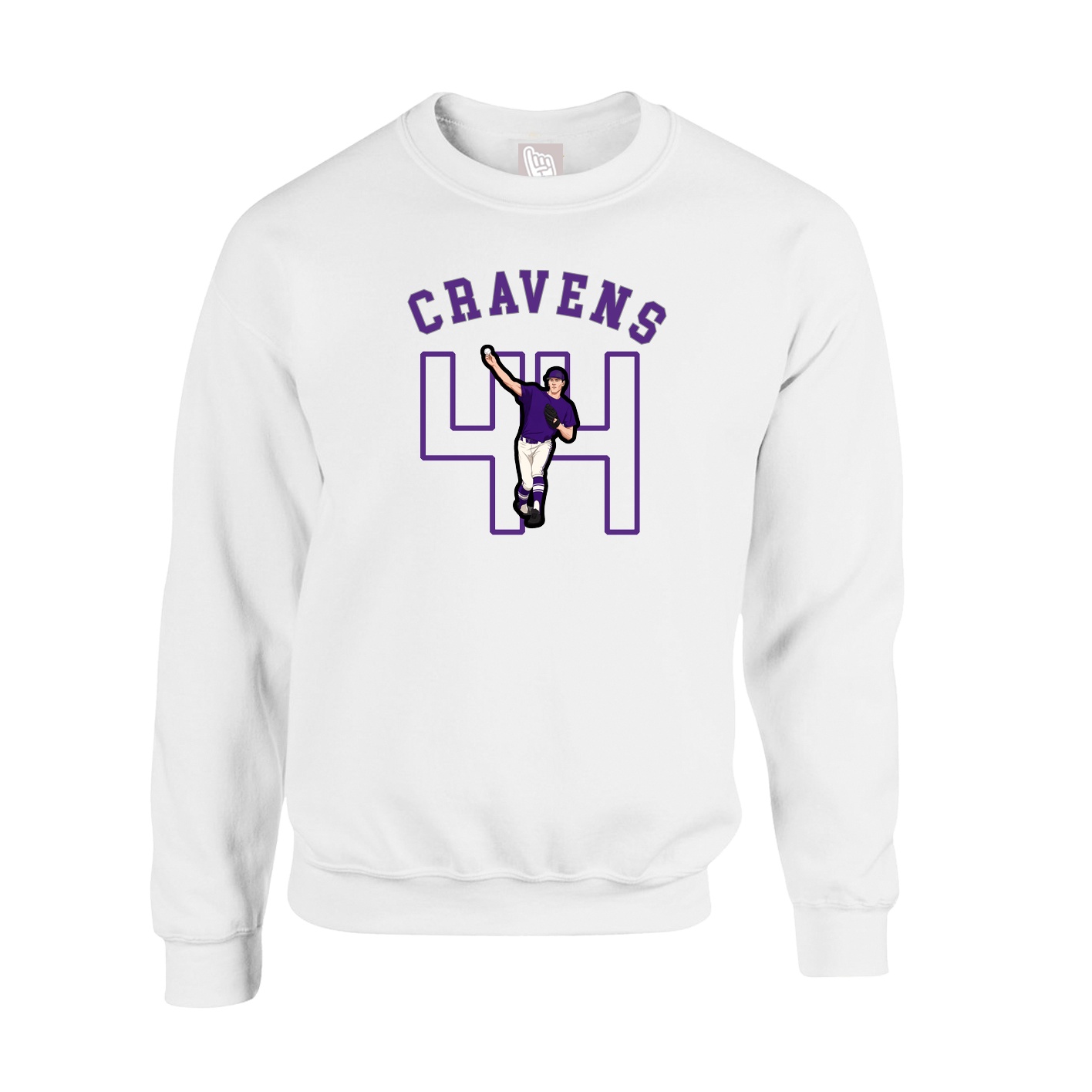 Fleece Crew — Shirsey Arch in White
