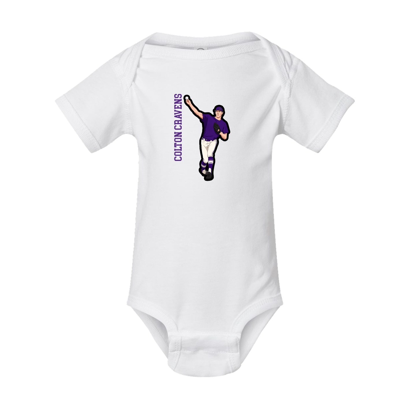 Baby Onesie — Name Vertical in White