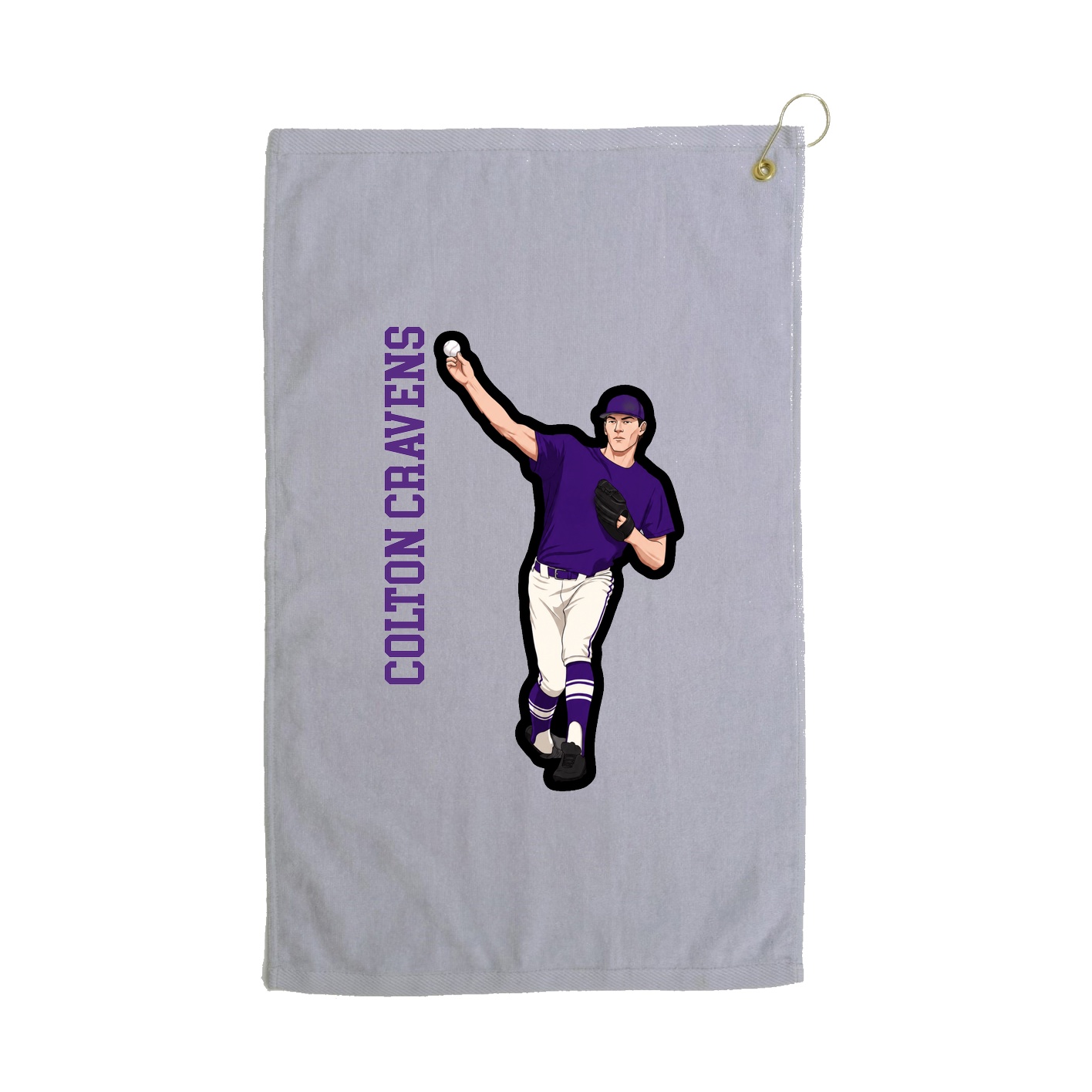 Golf Towel — Name Vertical in Grey
