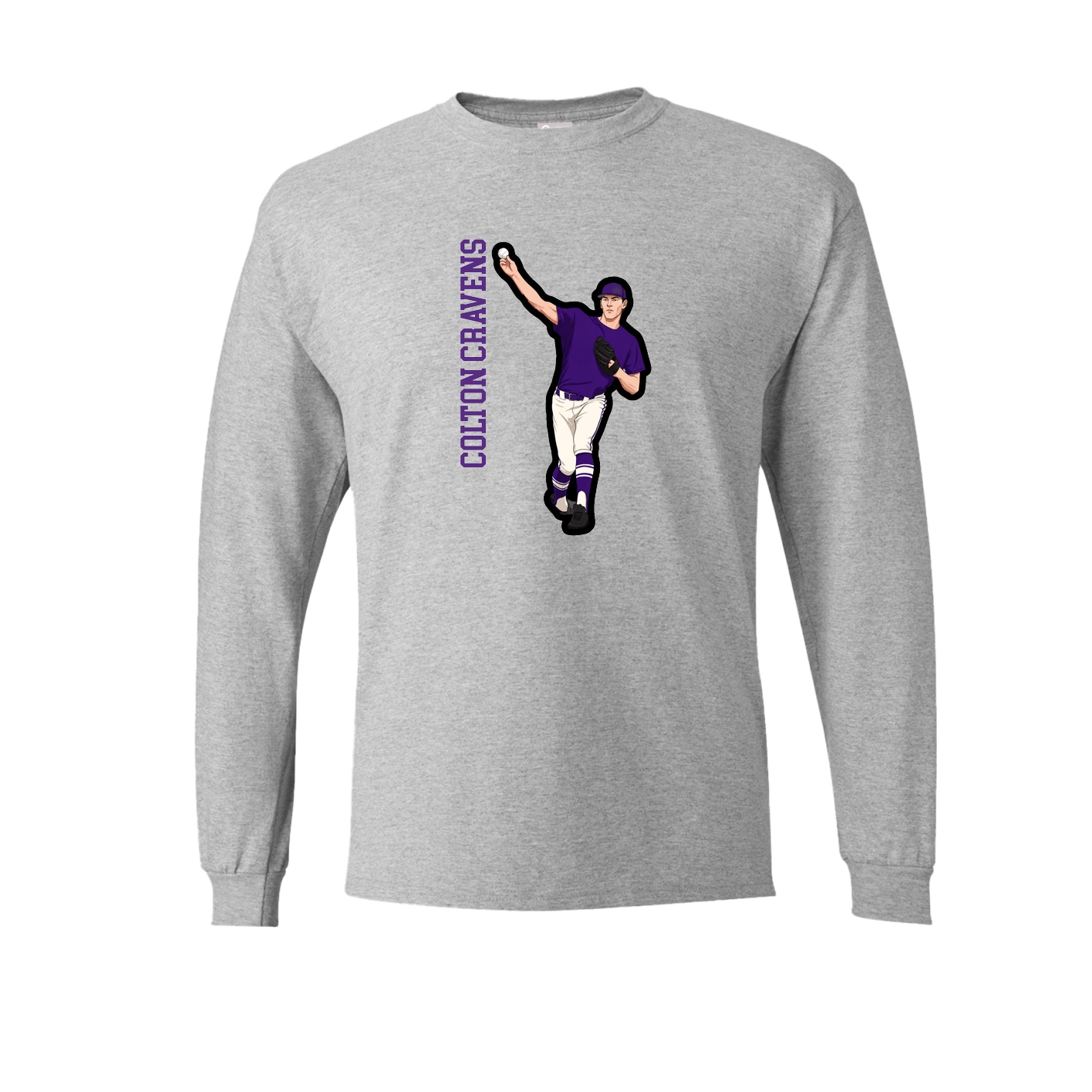Long Sleeve Tee — Name Vertical in Grey