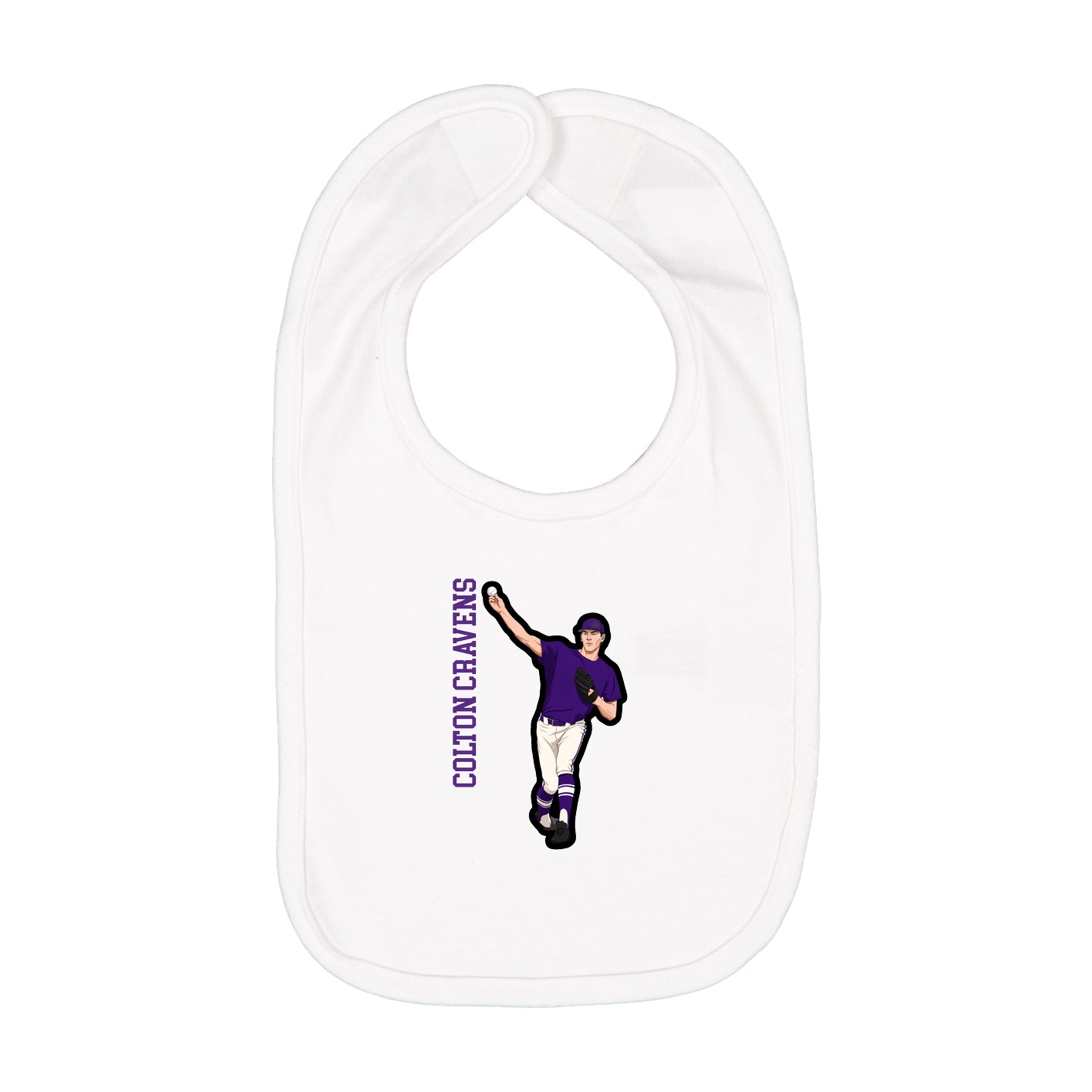 Infant Bib — Name Vertical in White
