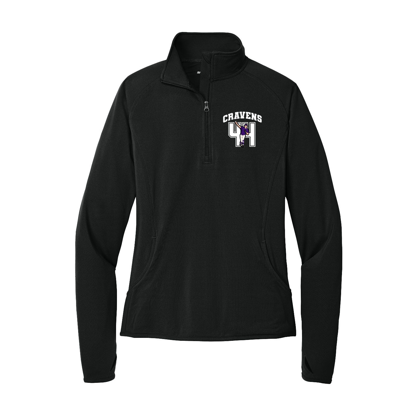 Women's Q-Zip Pullover — Number in Black
