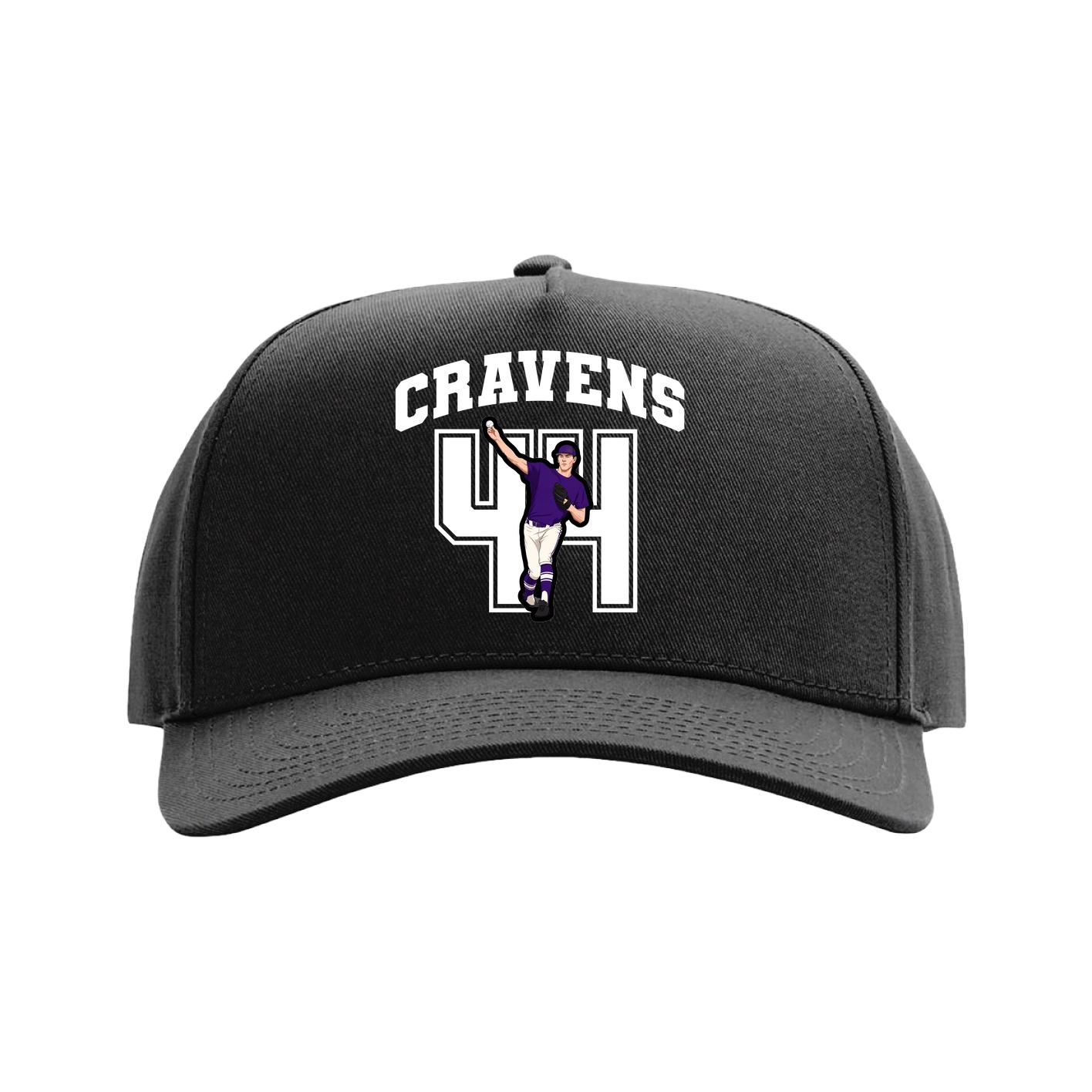 Full Fabric Five-Panel Champ Cap — Number in Black