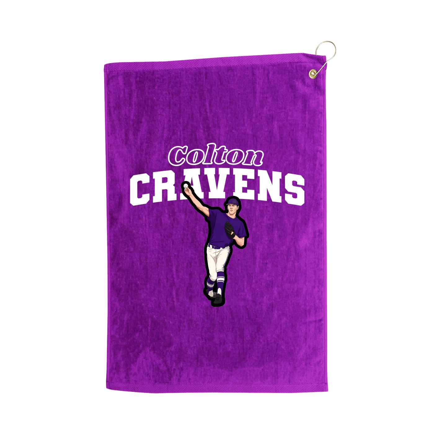 Golf Towel — Name Arch in Purple