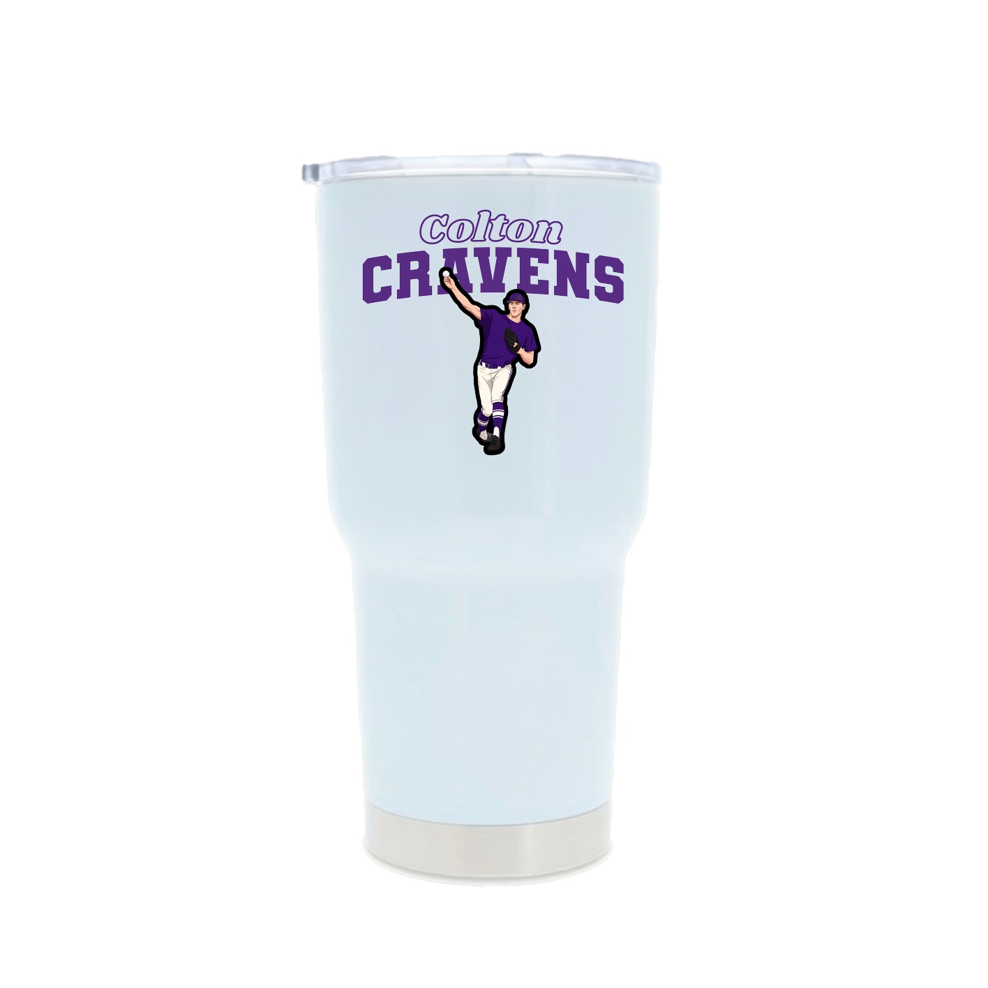 30oz Stainless Steel Tumbler — Name Arch in White