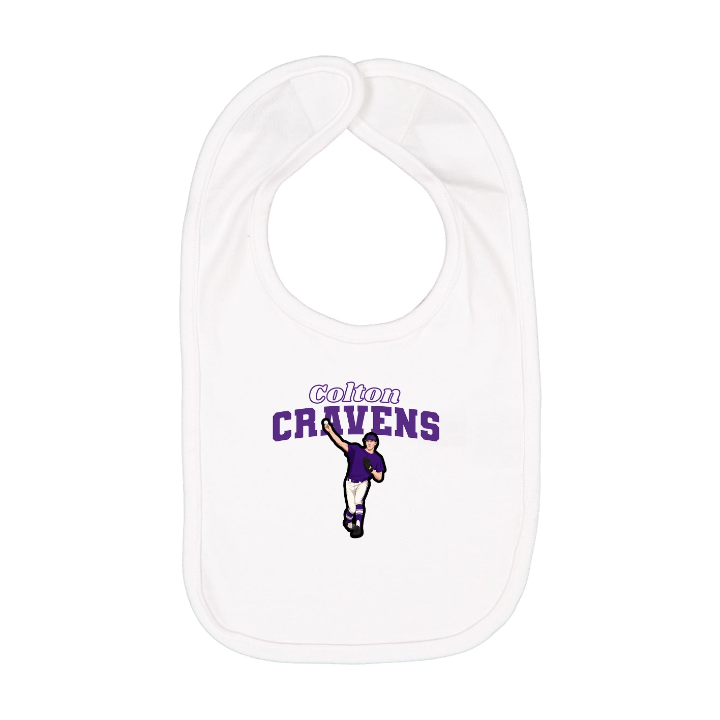 Infant Bib — Name Arch in White