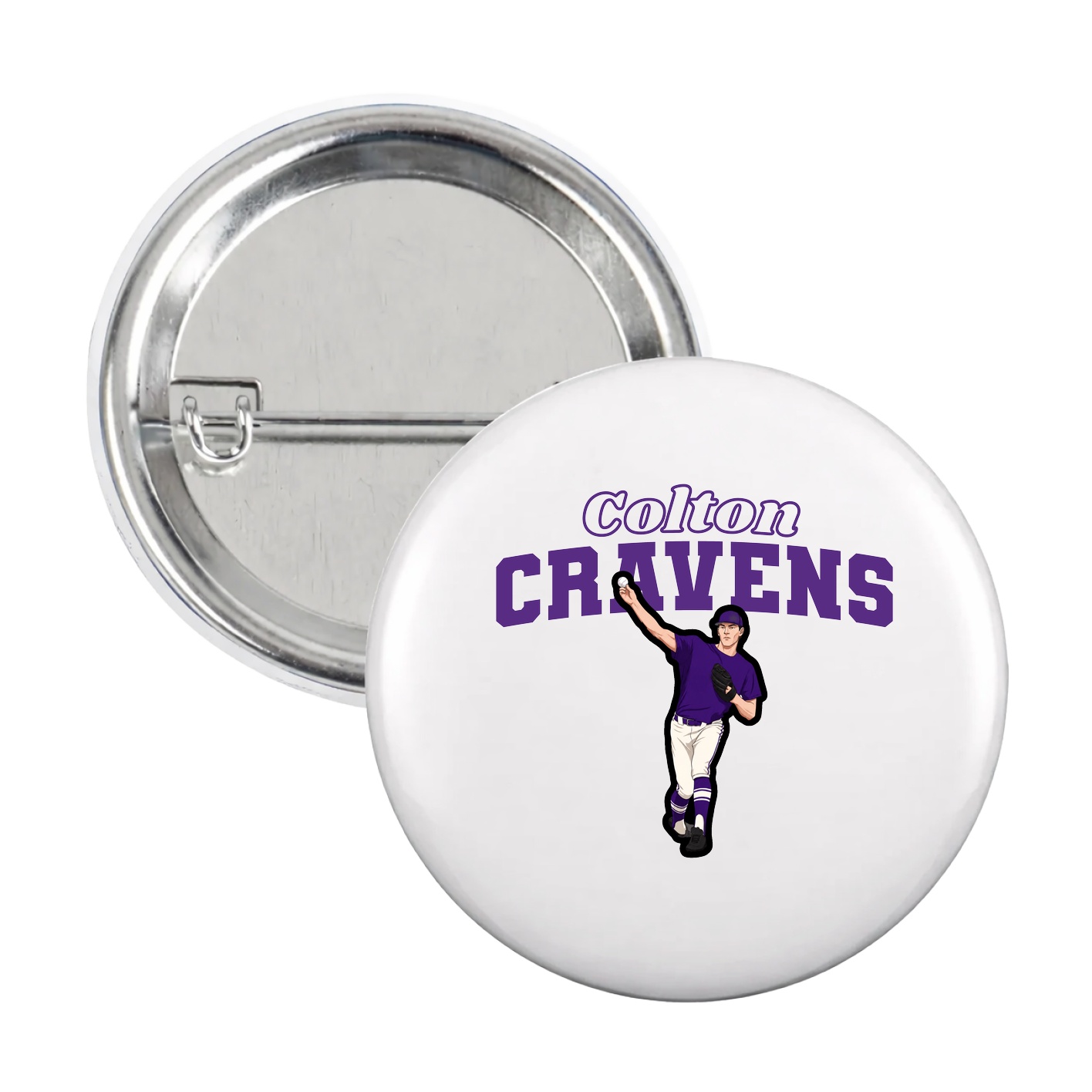 Game Day Button — Name Arch in White