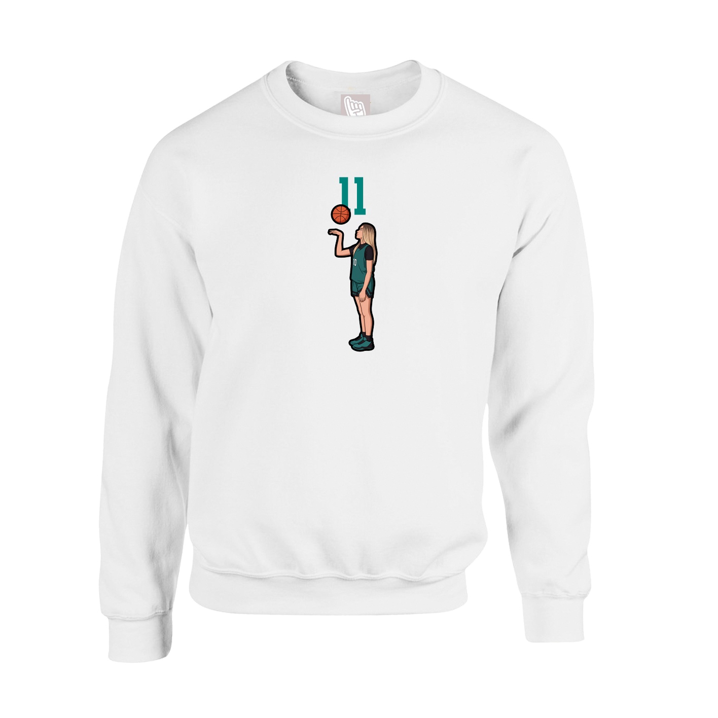 Fleece Crew — Number Top in White