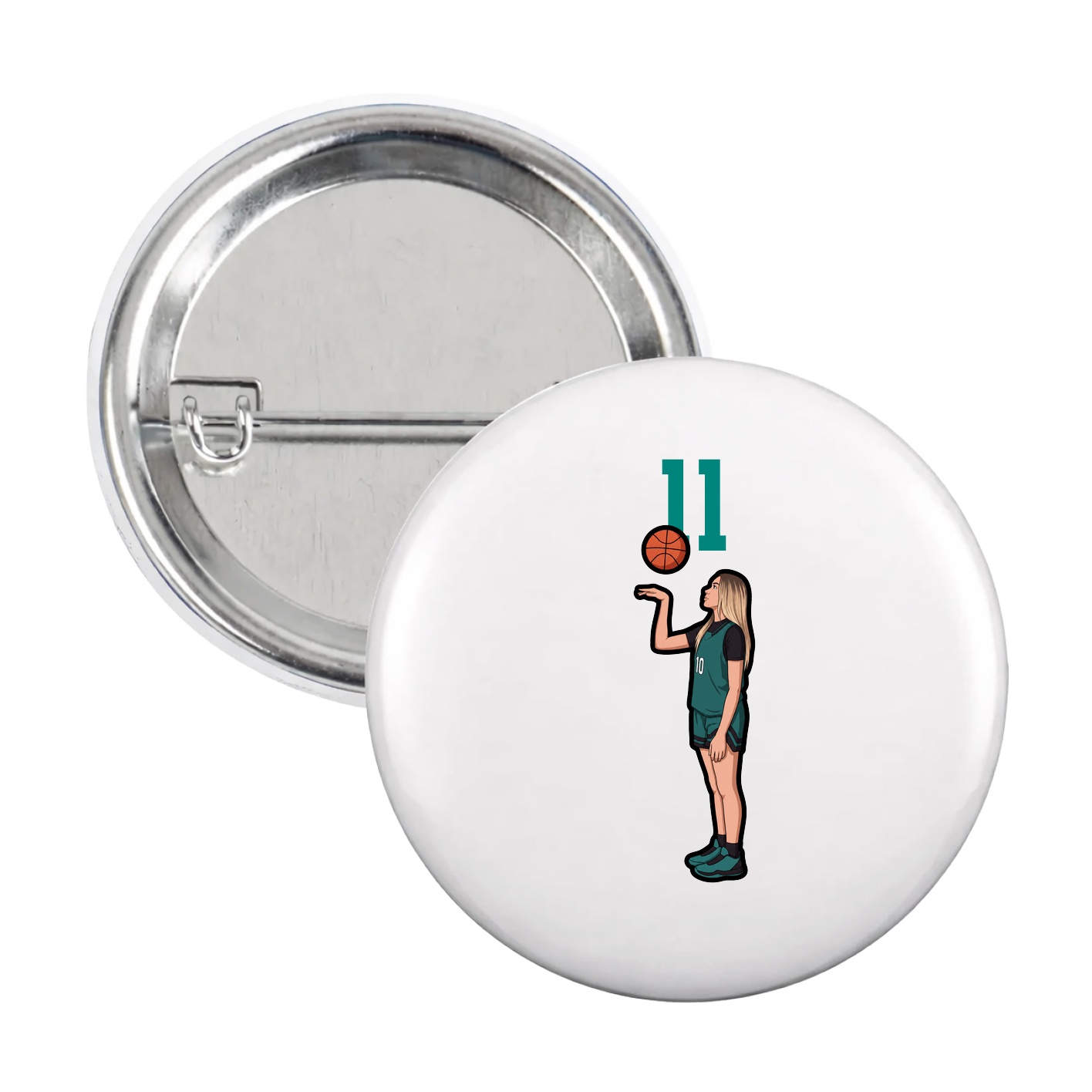 Game Day Button — Number Top in White