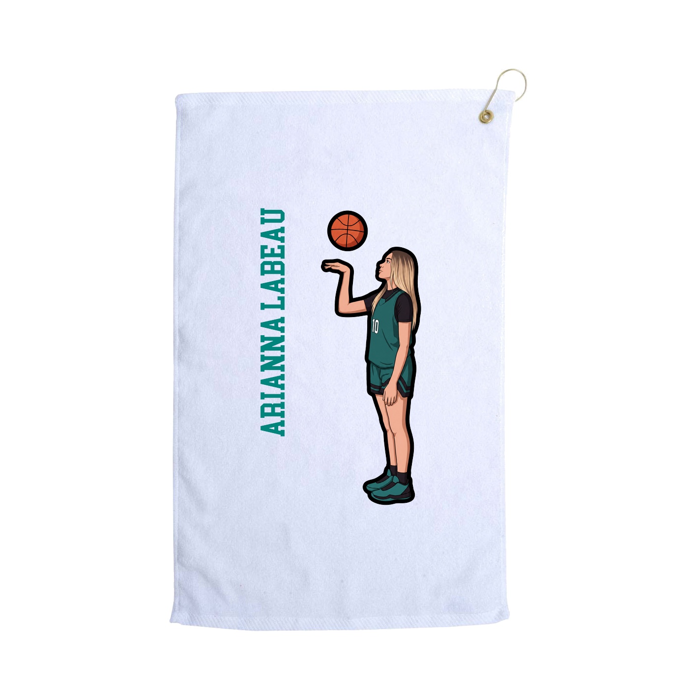 Golf Towel — Name Vertical in White