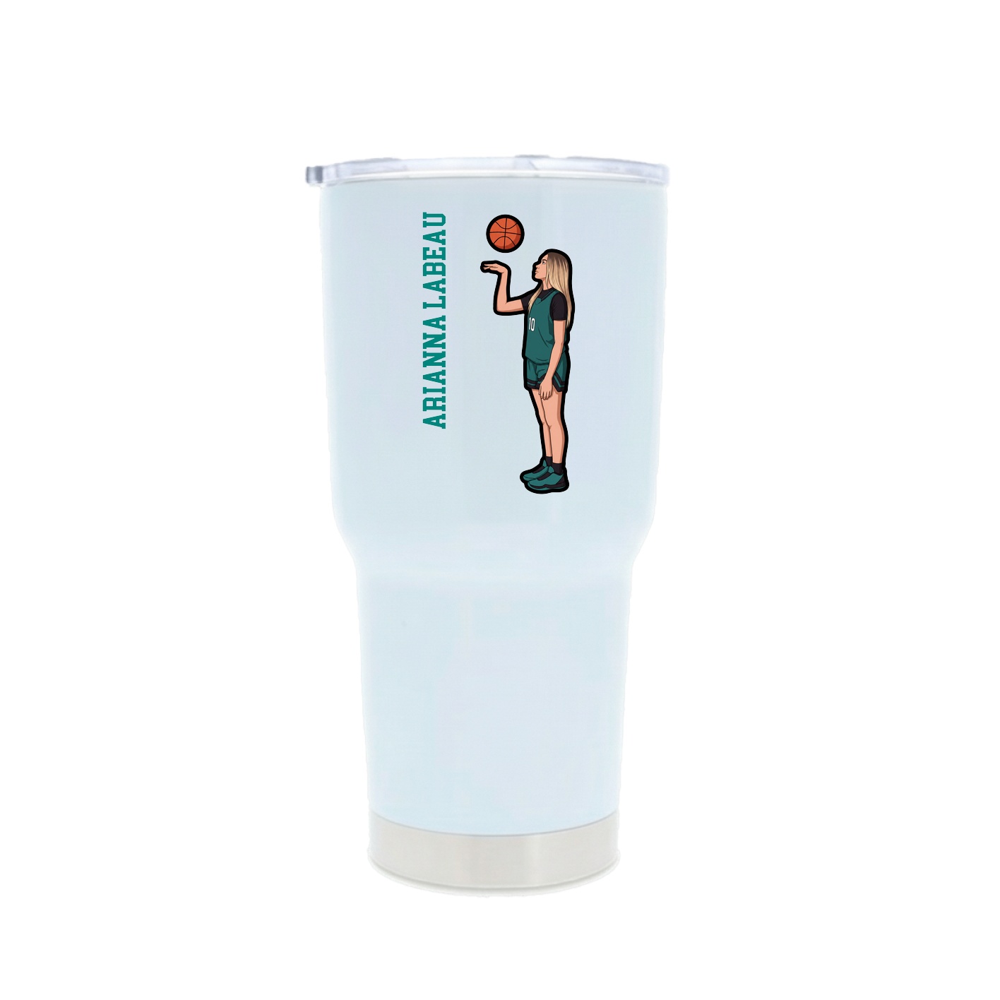 30oz Stainless Steel Tumbler — Name Vertical in White