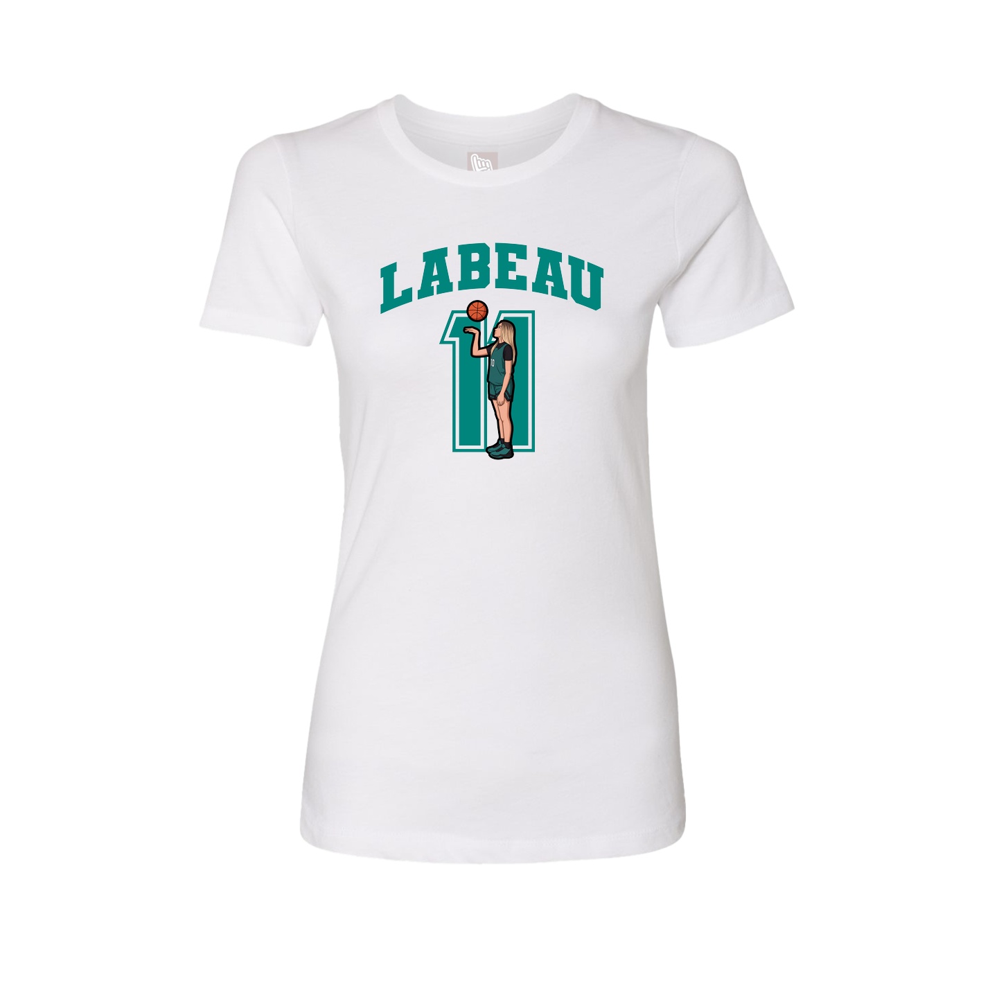 Fitted Women's Tee — Number in White
